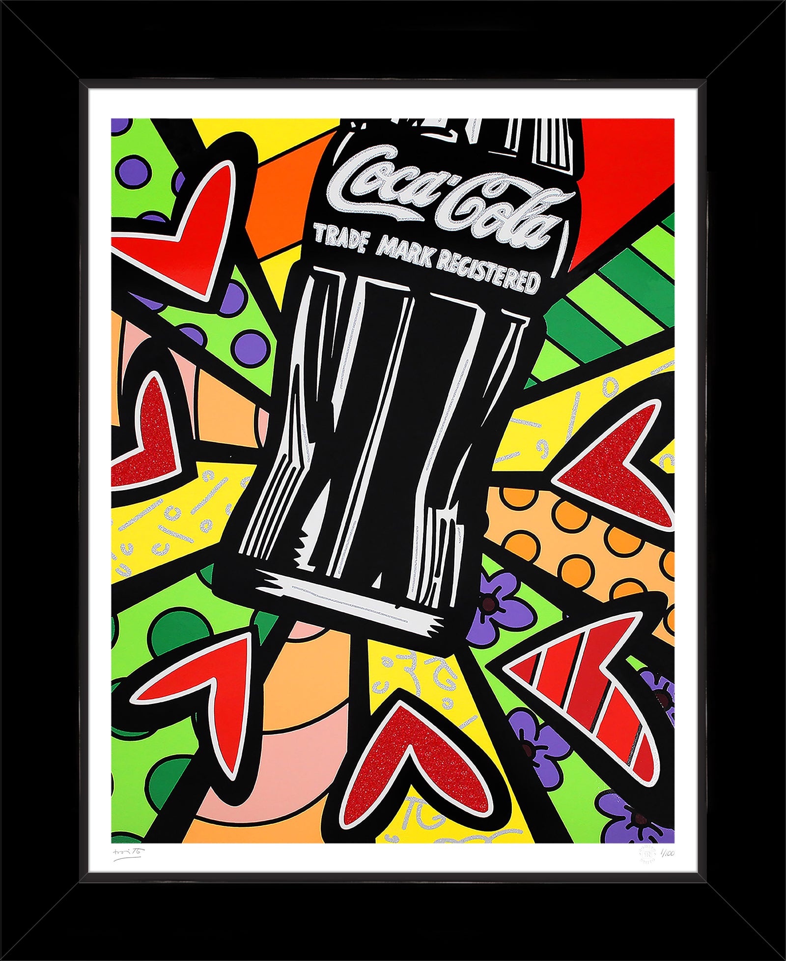 Romero Britto cocacola love serigraph  colorful pop art design