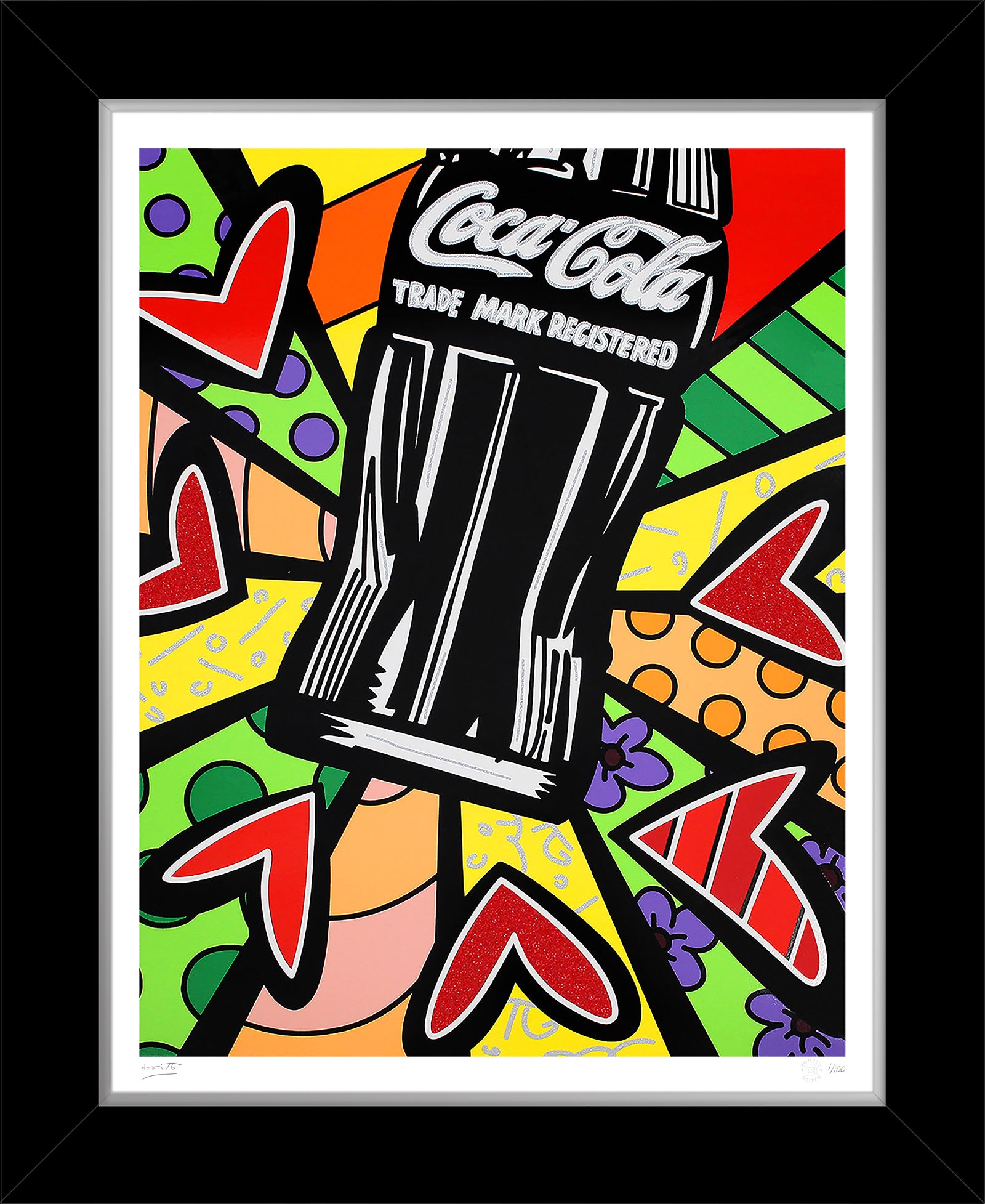 Romero Britto cocacola love serigraph  contemporary pop art piece