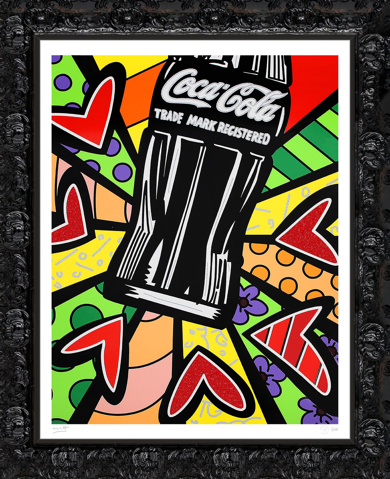 Romero Britto cocacola love serigraph  contemporary pop art piece