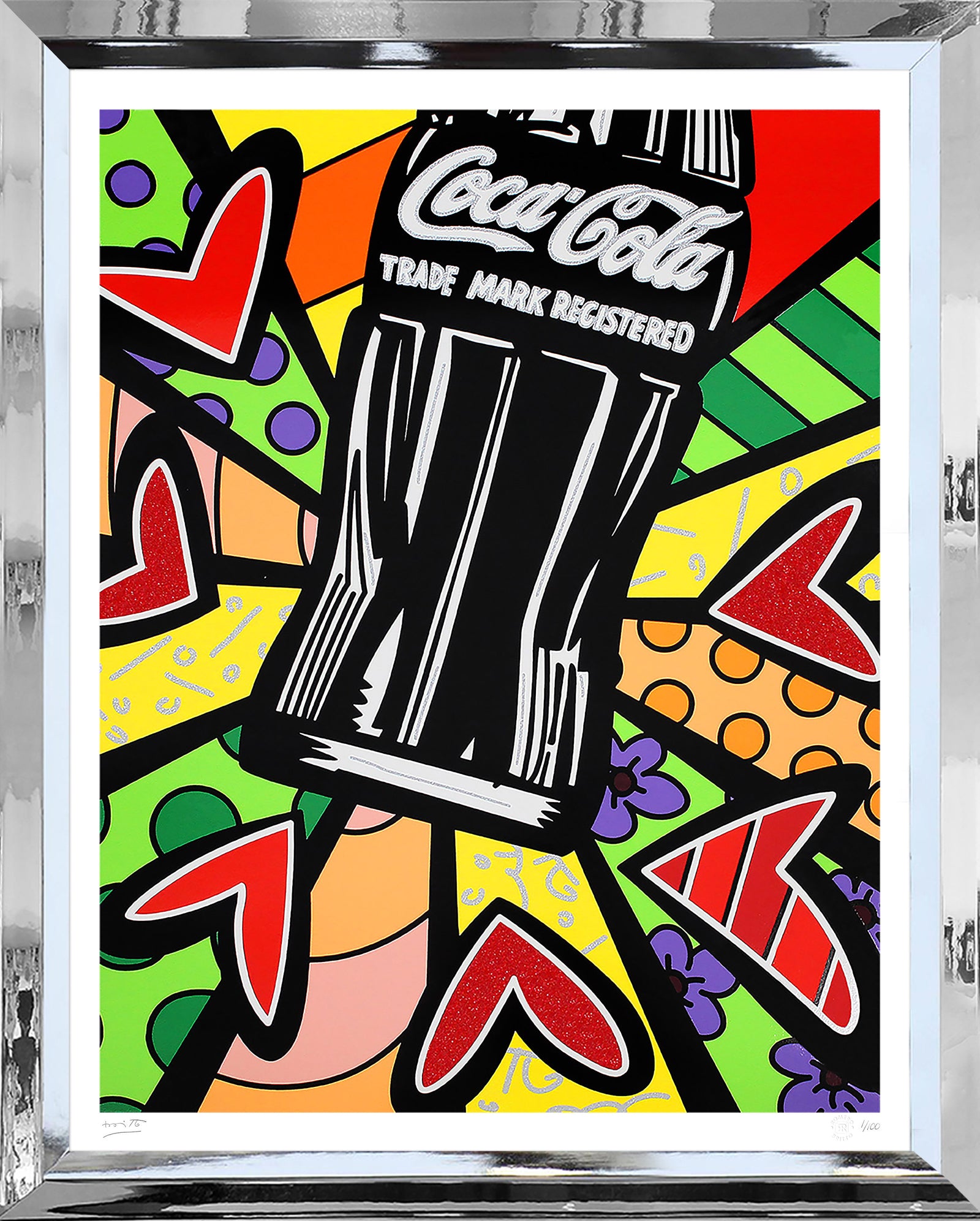Romero Britto cocacola love serigraph  contemporary pop art piece