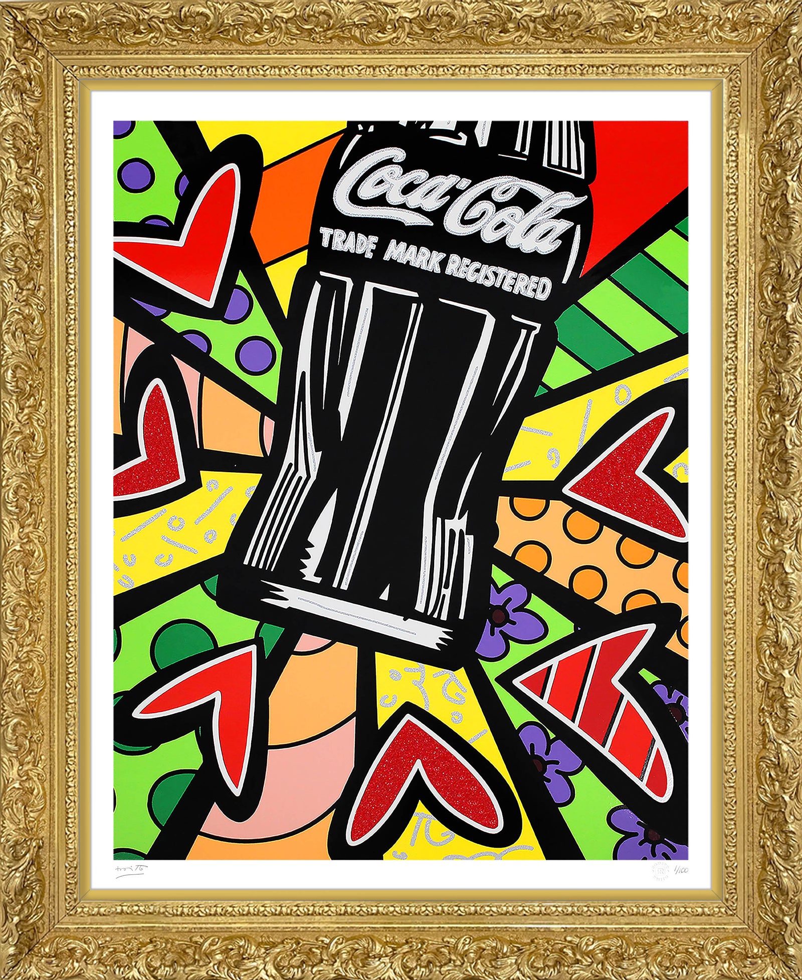 Romero Britto cocacola love serigraph  colorful pop art design