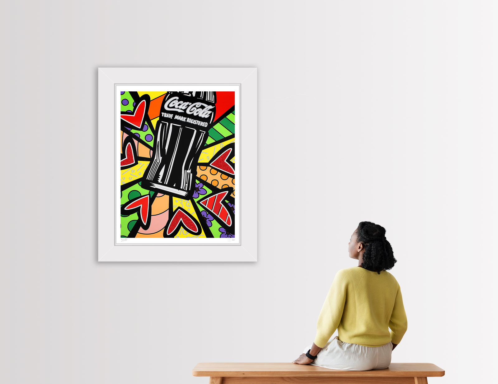cocacola love serigraph  artistic colorful design collectible