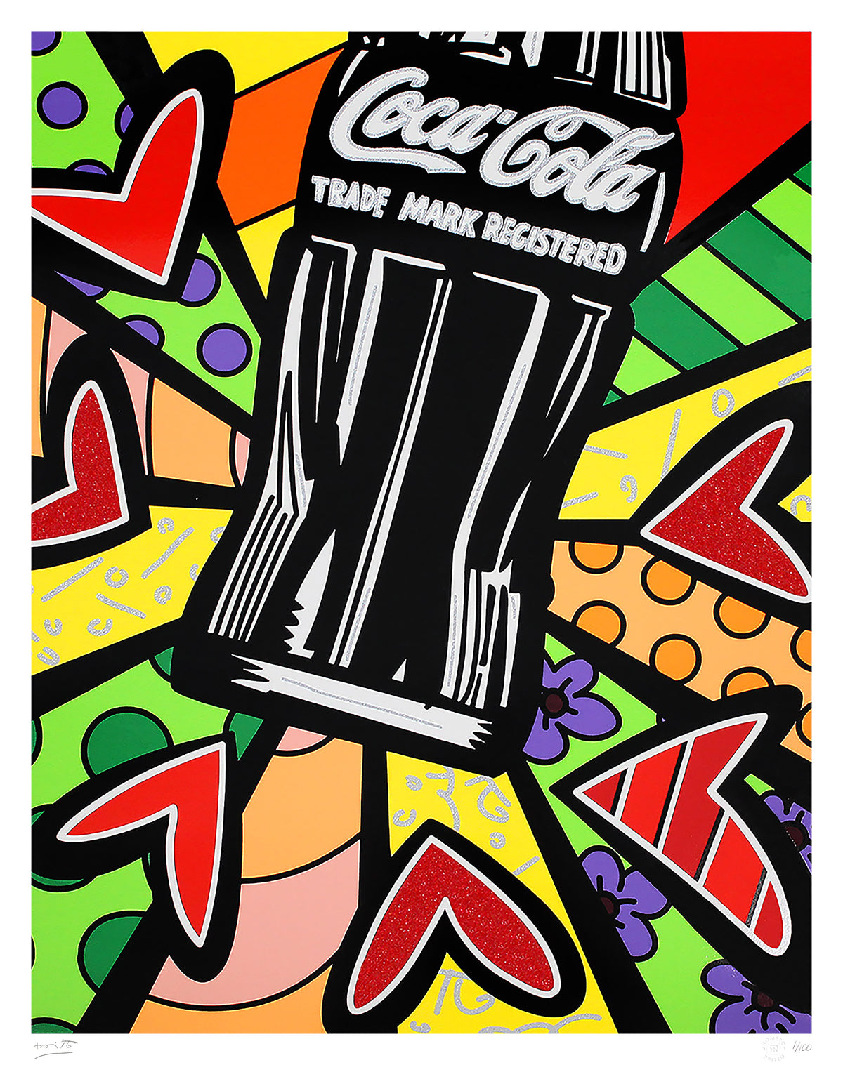 Romero Britto cocacola love serigraph  colorful pop art design
