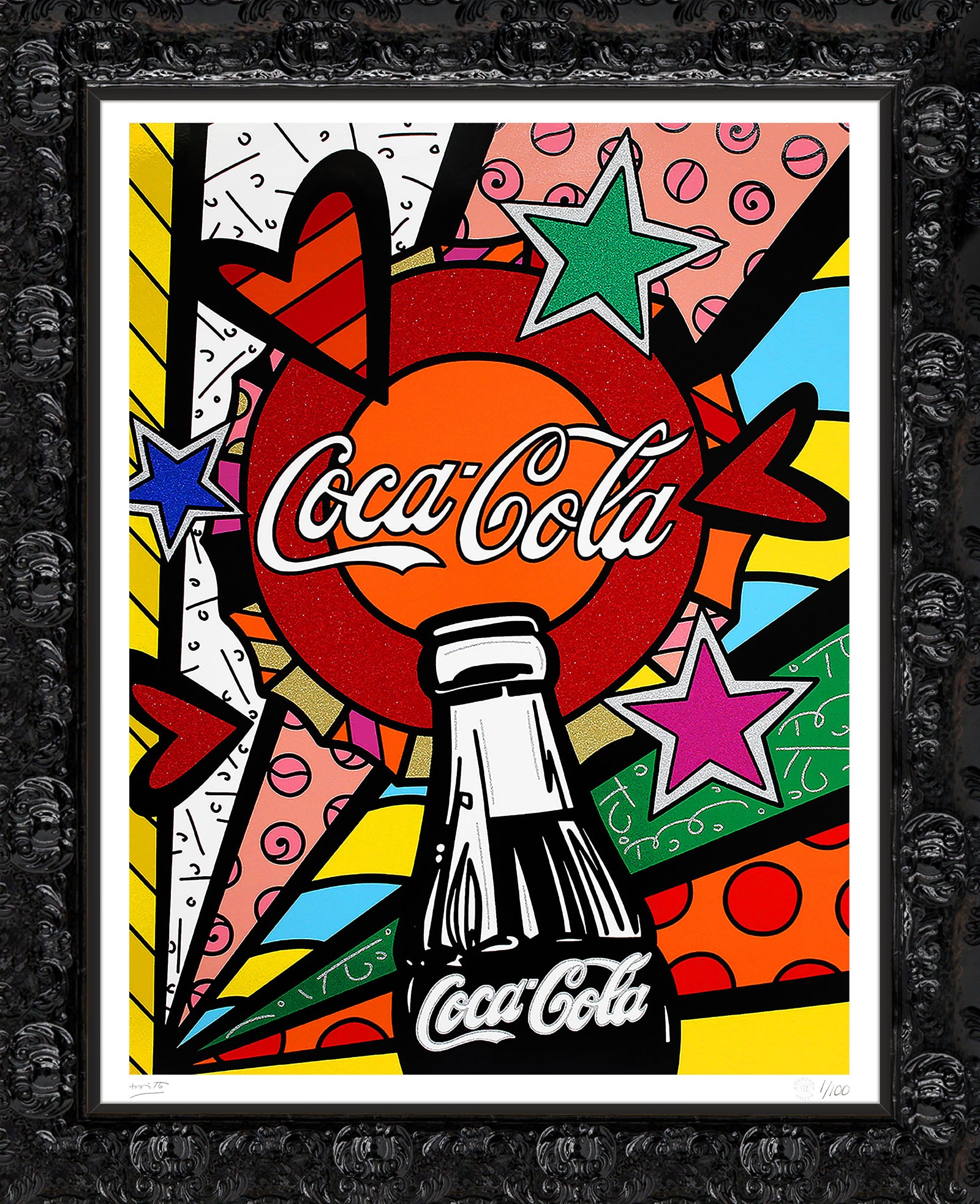 Romero Britto cocacola sunshine serigraph  contemporary pop art piece
