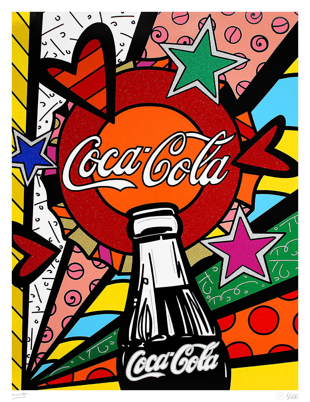 Romero Britto cocacola sunshine serigraph  colorful pop art design