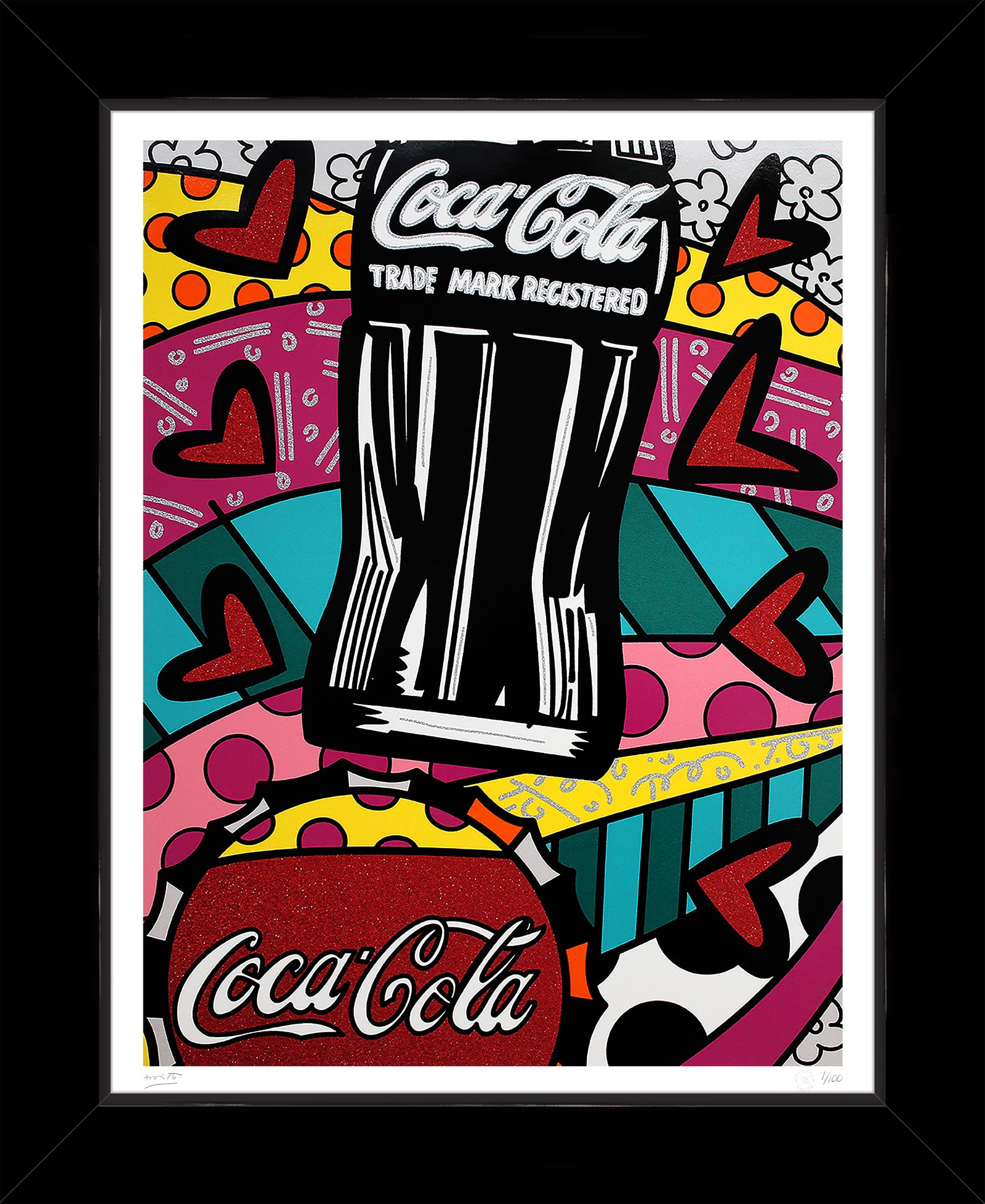 Romero Britto cocacola celebration serigraph  colorful pop art design