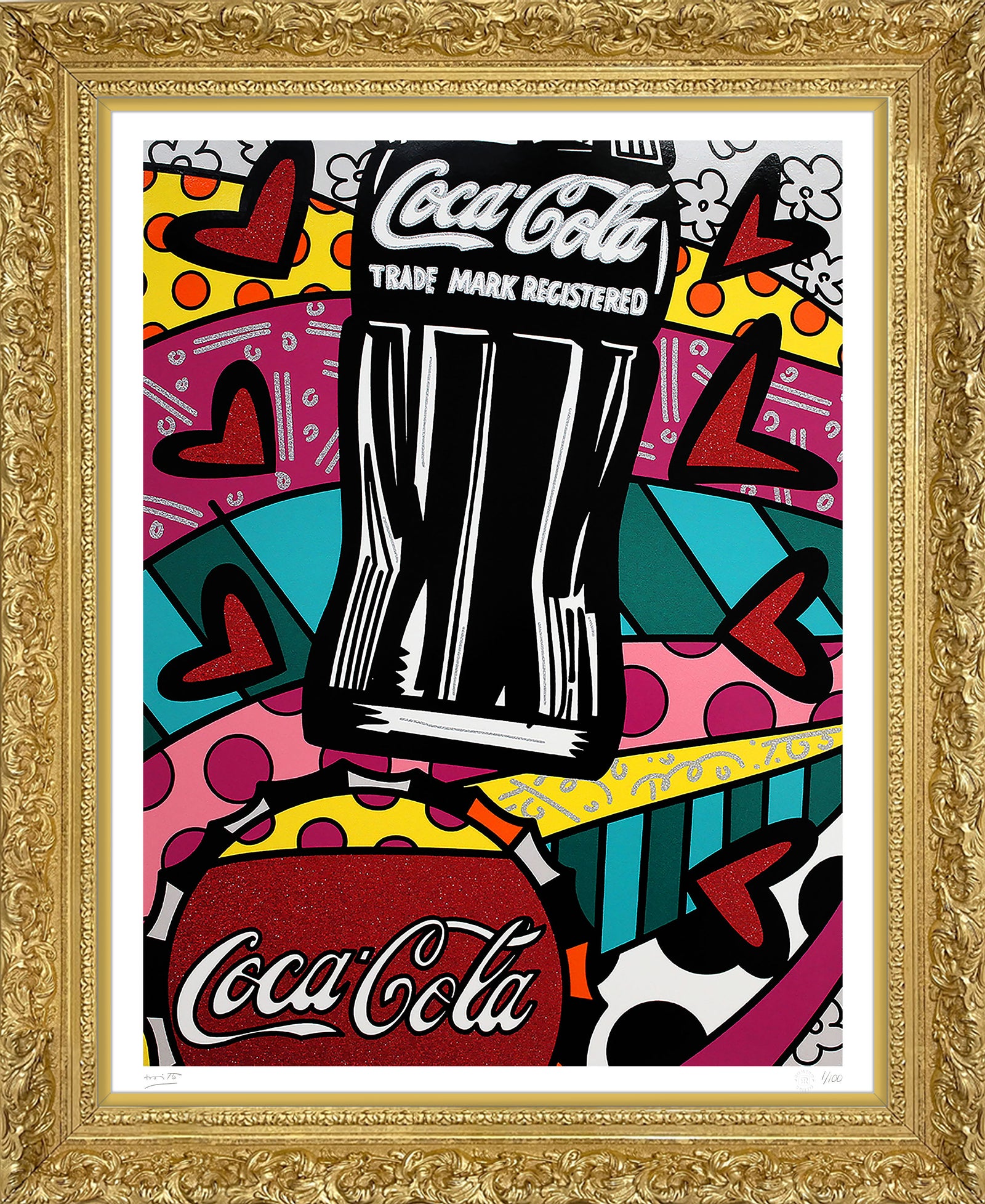 Romero Britto cocacola celebration serigraph  colorful pop art design