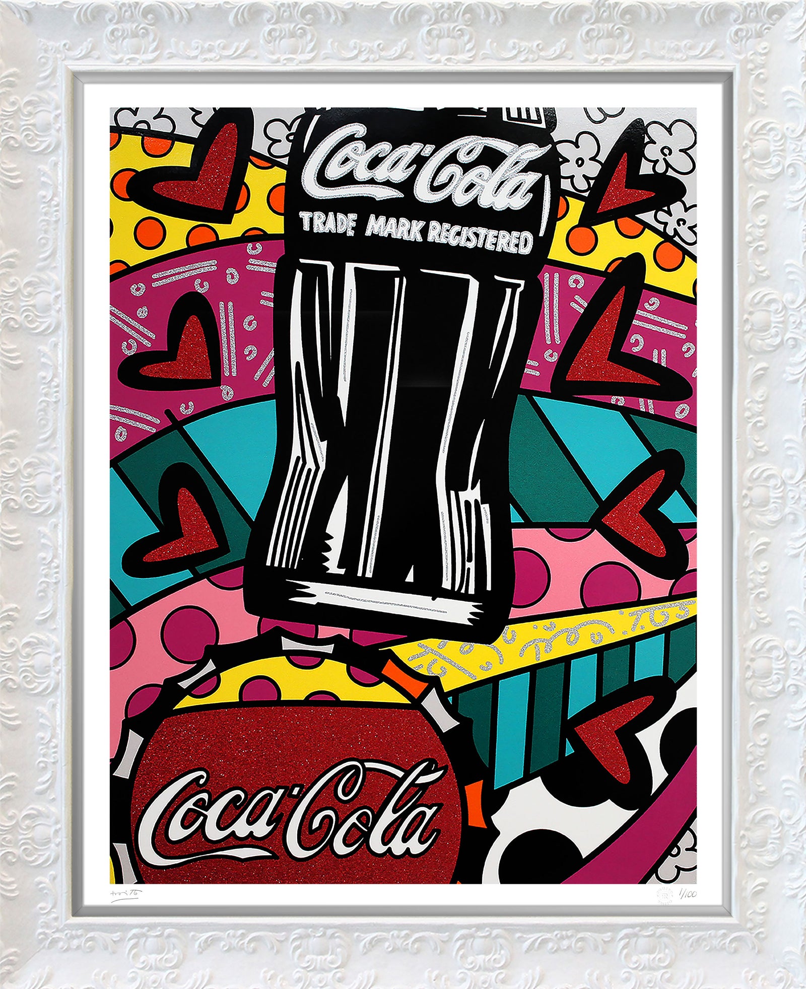 Romero Britto cocacola celebration serigraph  colorful pop art design