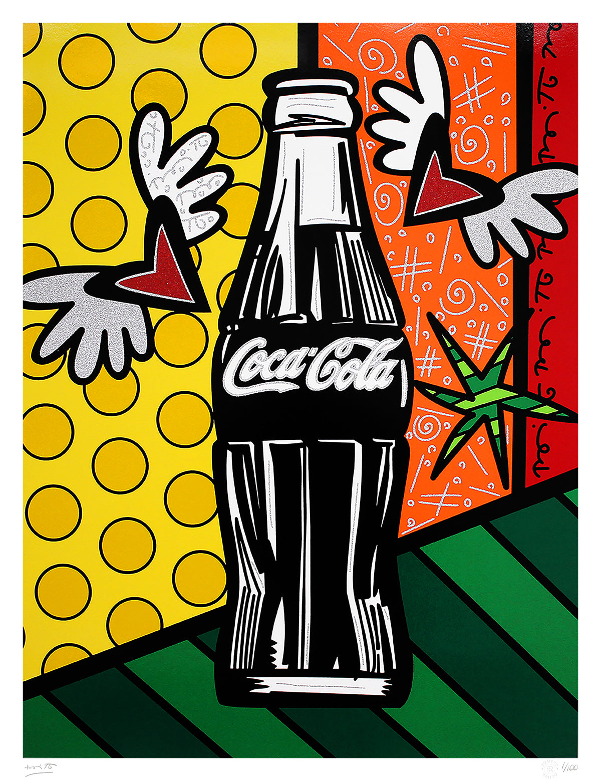 Romero Britto cocacola happiness serigraph  colorful pop art design