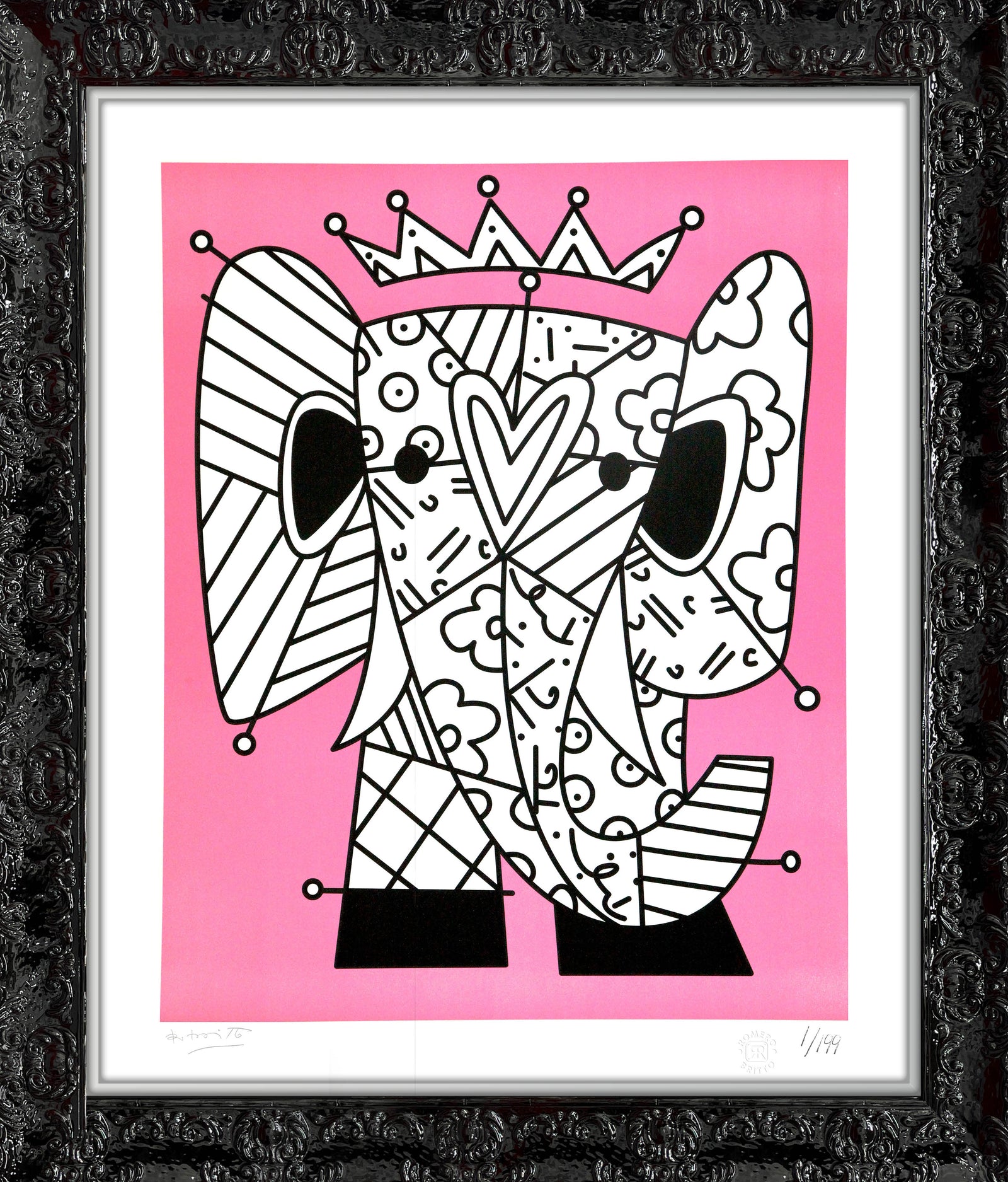 modern pop art pink elephant lithograph  vibrant home decor