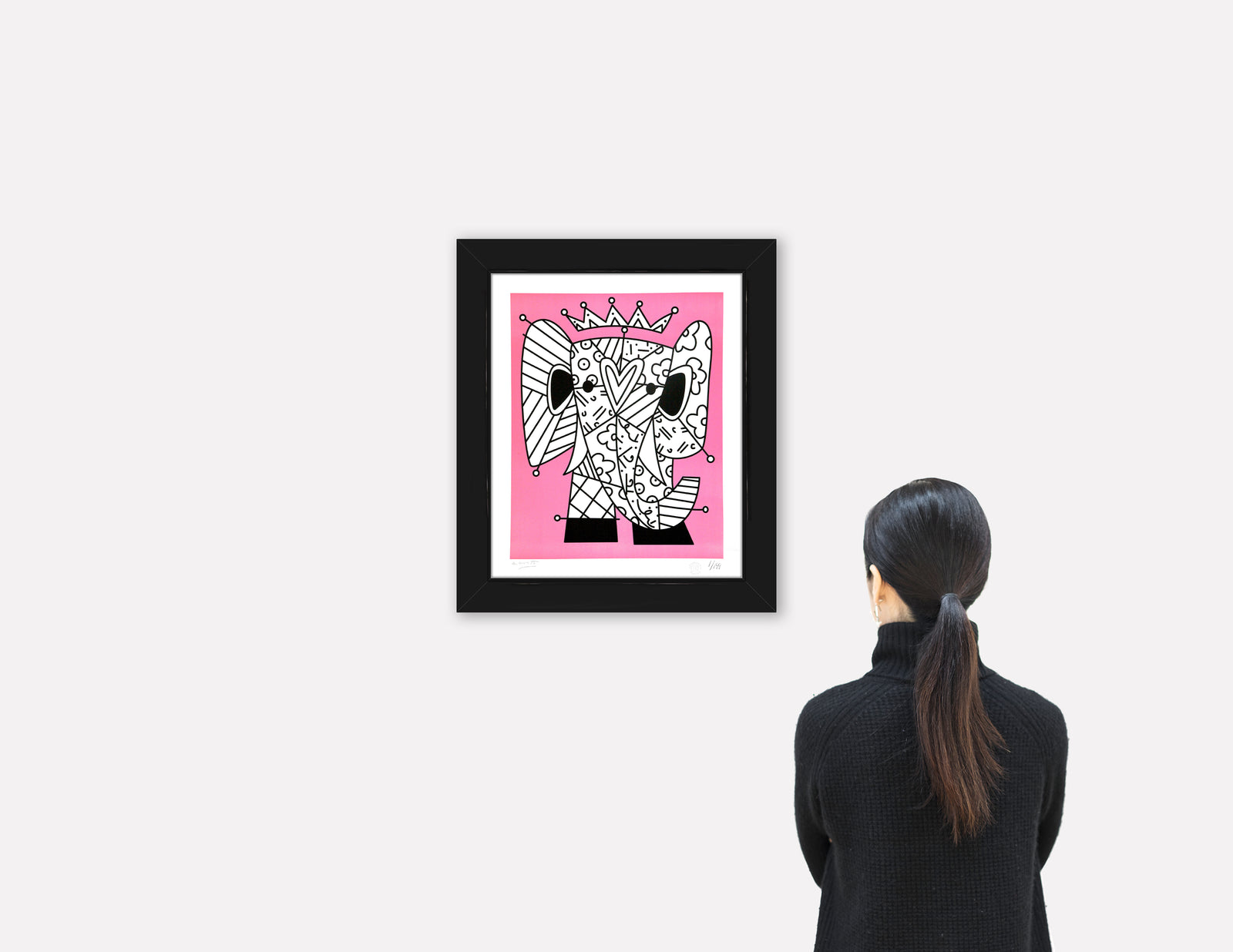 Romero Britto pink elephant lithograph  colorful pop art design