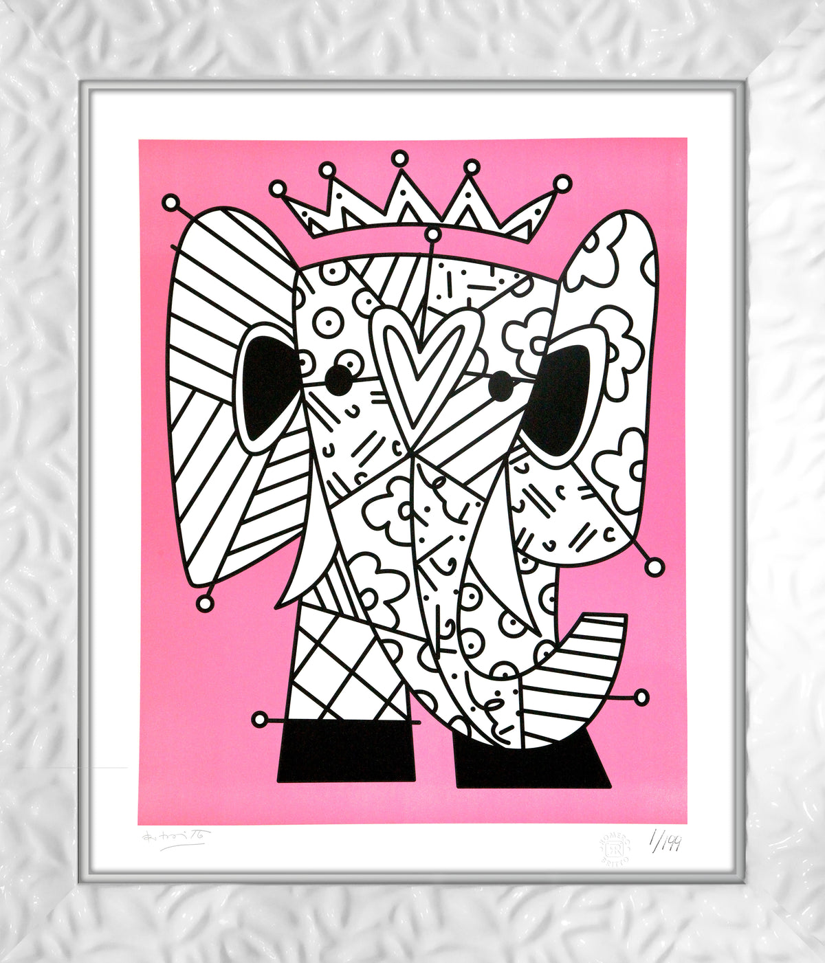 modern pop art pink elephant lithograph  vibrant home decor
