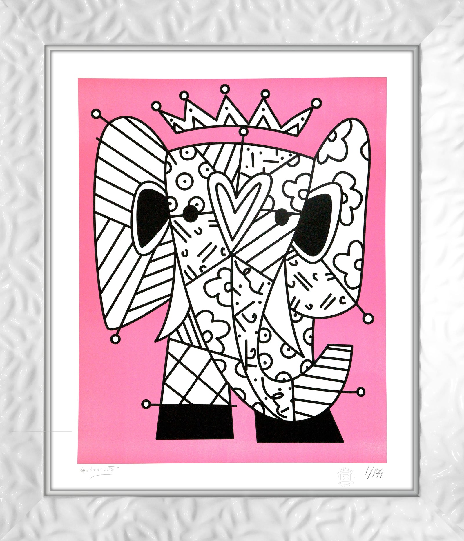 modern pop art pink elephant lithograph  vibrant home decor
