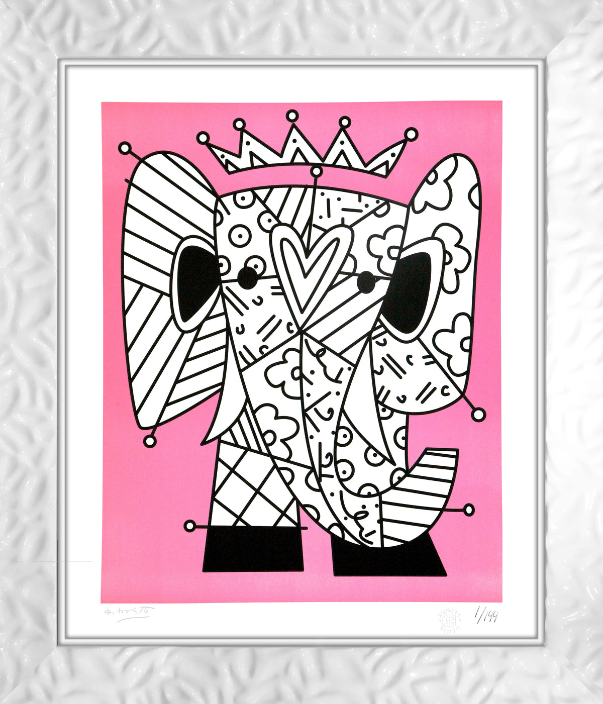 pink elephant lithograph  artistic colorful design collectible