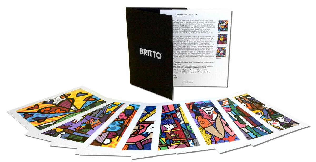 Romero Britto portfolio of serigraphs brazil collection  colorful pop art design