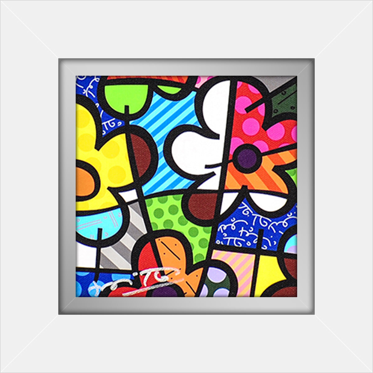 Romero Britto botanical flowers limited edition print  colorful pop art design