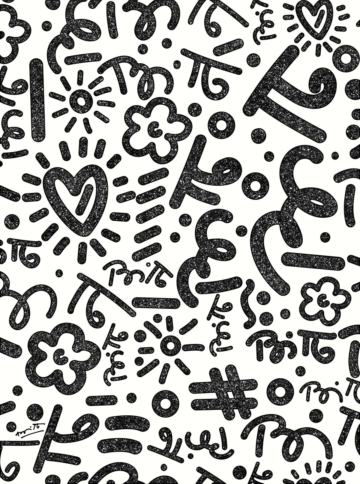 Romero Britto black graffiti limited edition print  colorful pop art design