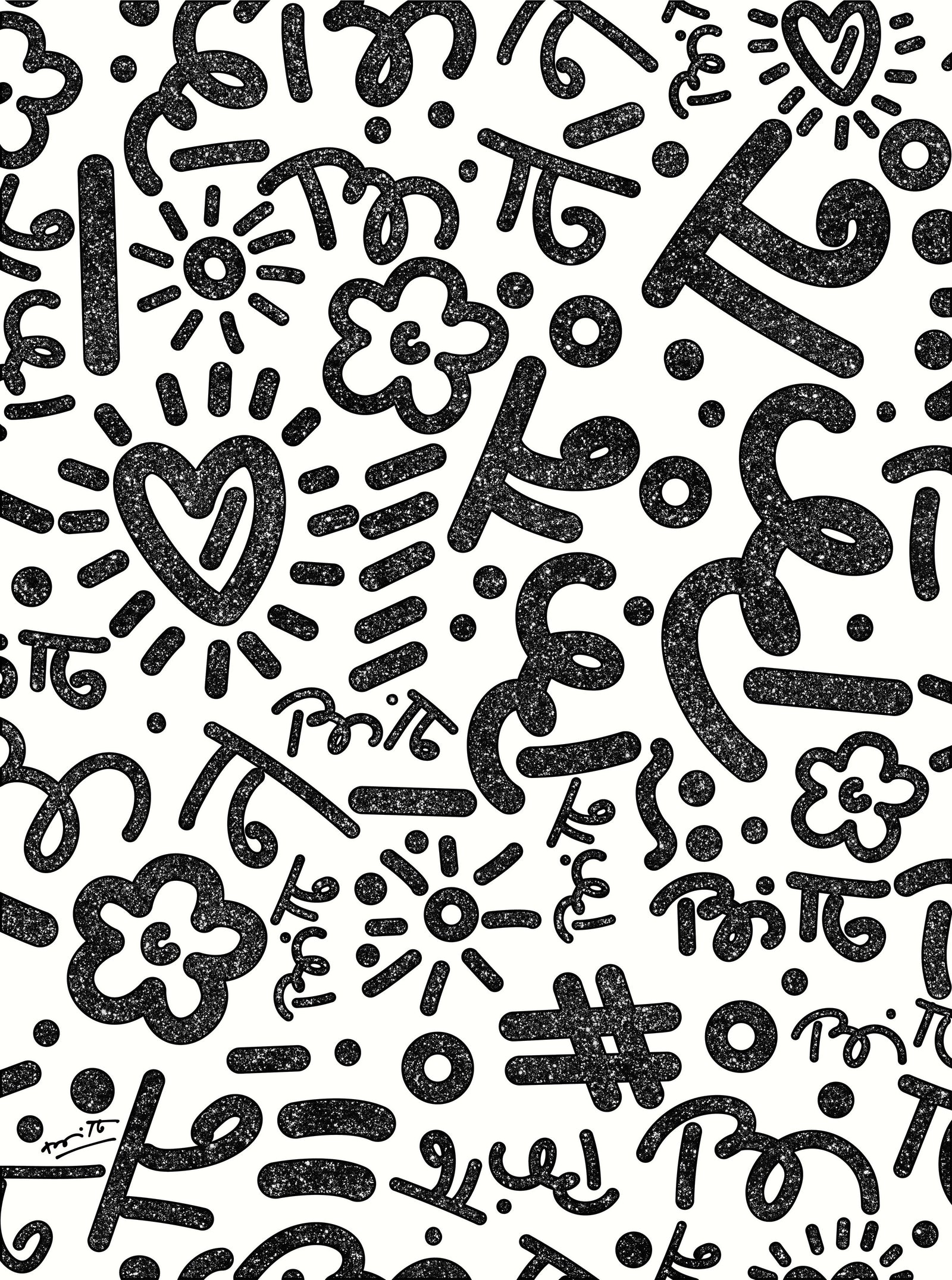 Romero Britto black graffiti limited edition print  colorful pop art design