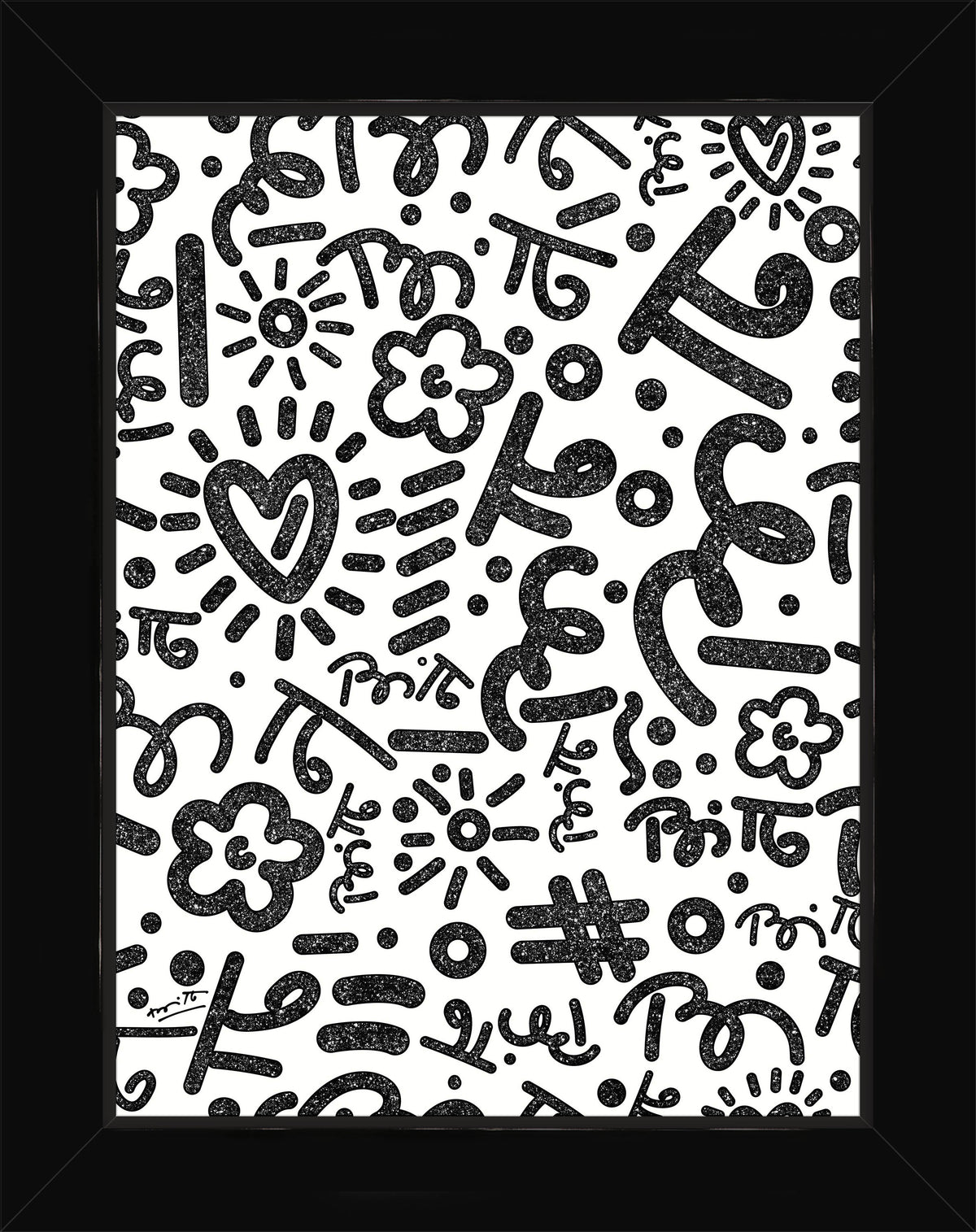Romero Britto black graffiti limited edition print  contemporary pop art piece