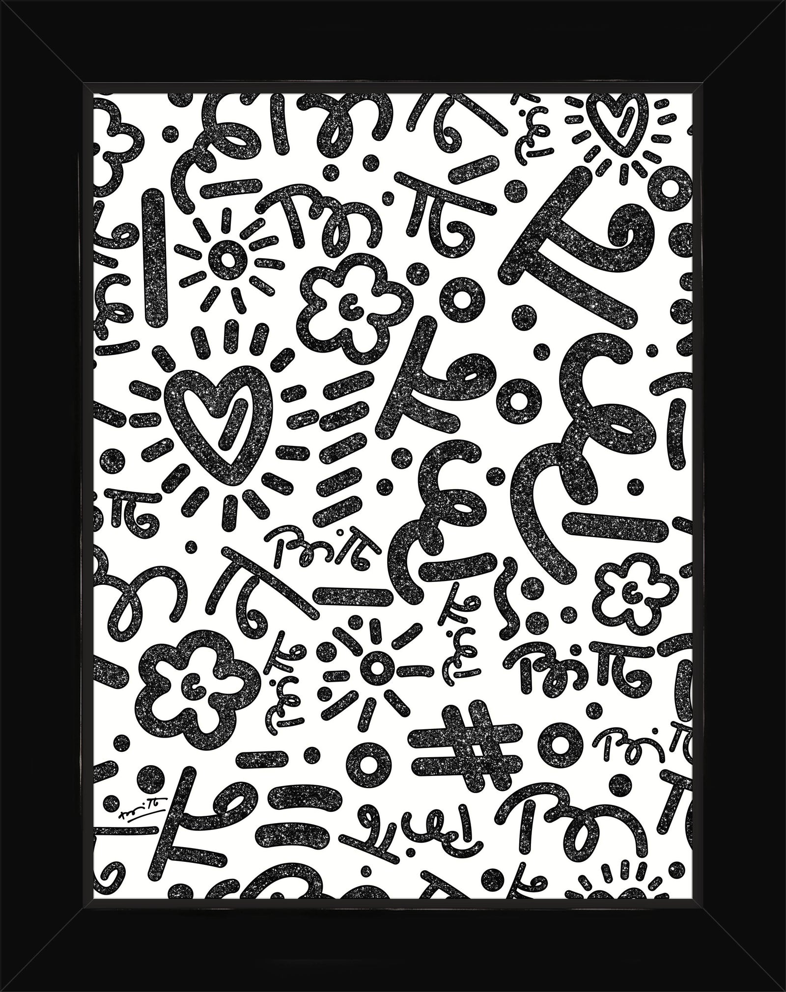 Romero Britto black graffiti limited edition print  contemporary pop art piece