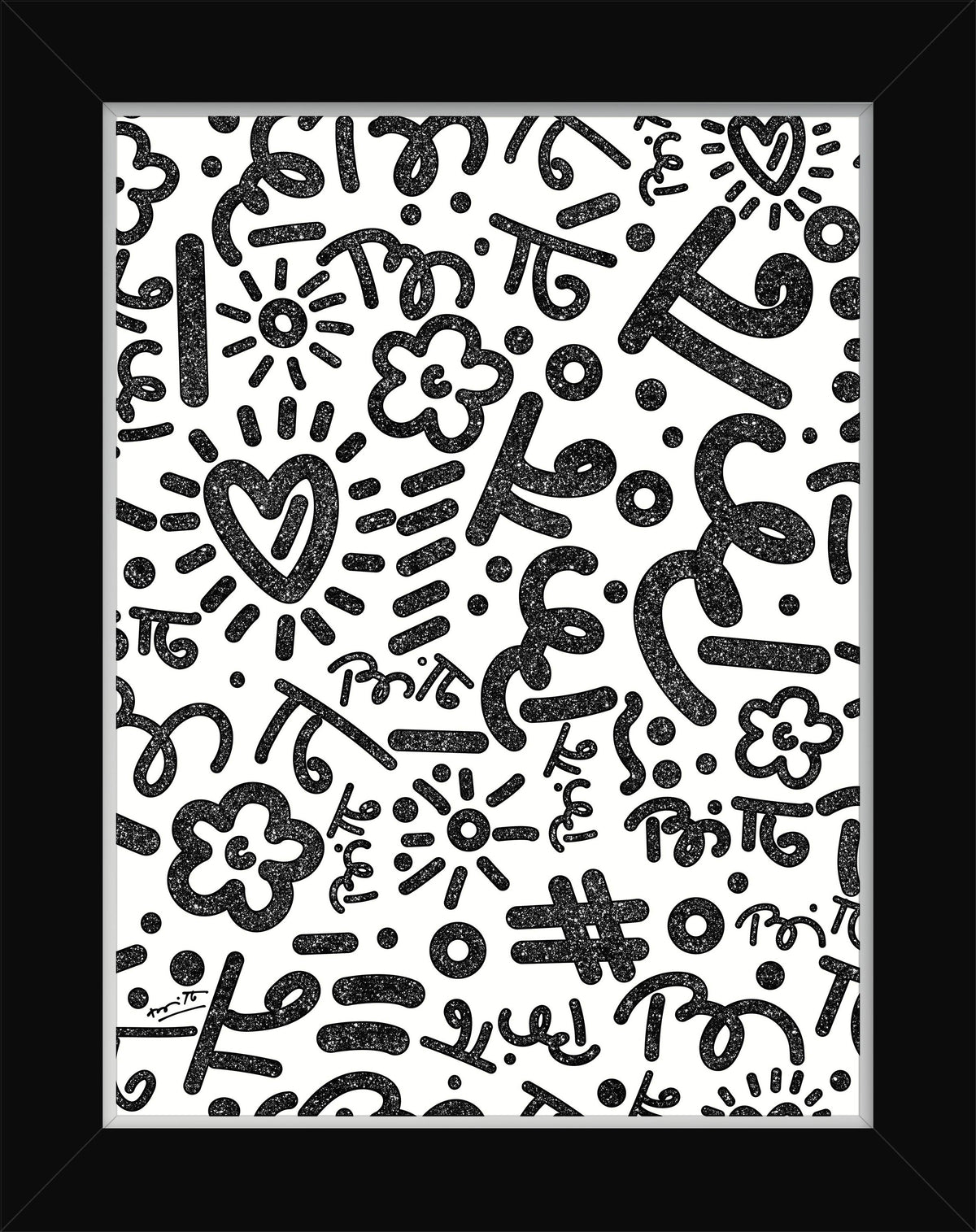 Romero Britto black graffiti limited edition print  colorful pop art design