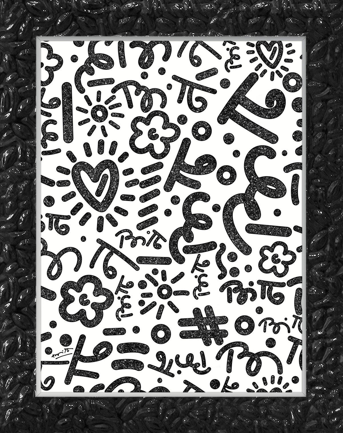 Romero Britto black graffiti limited edition print  contemporary pop art piece