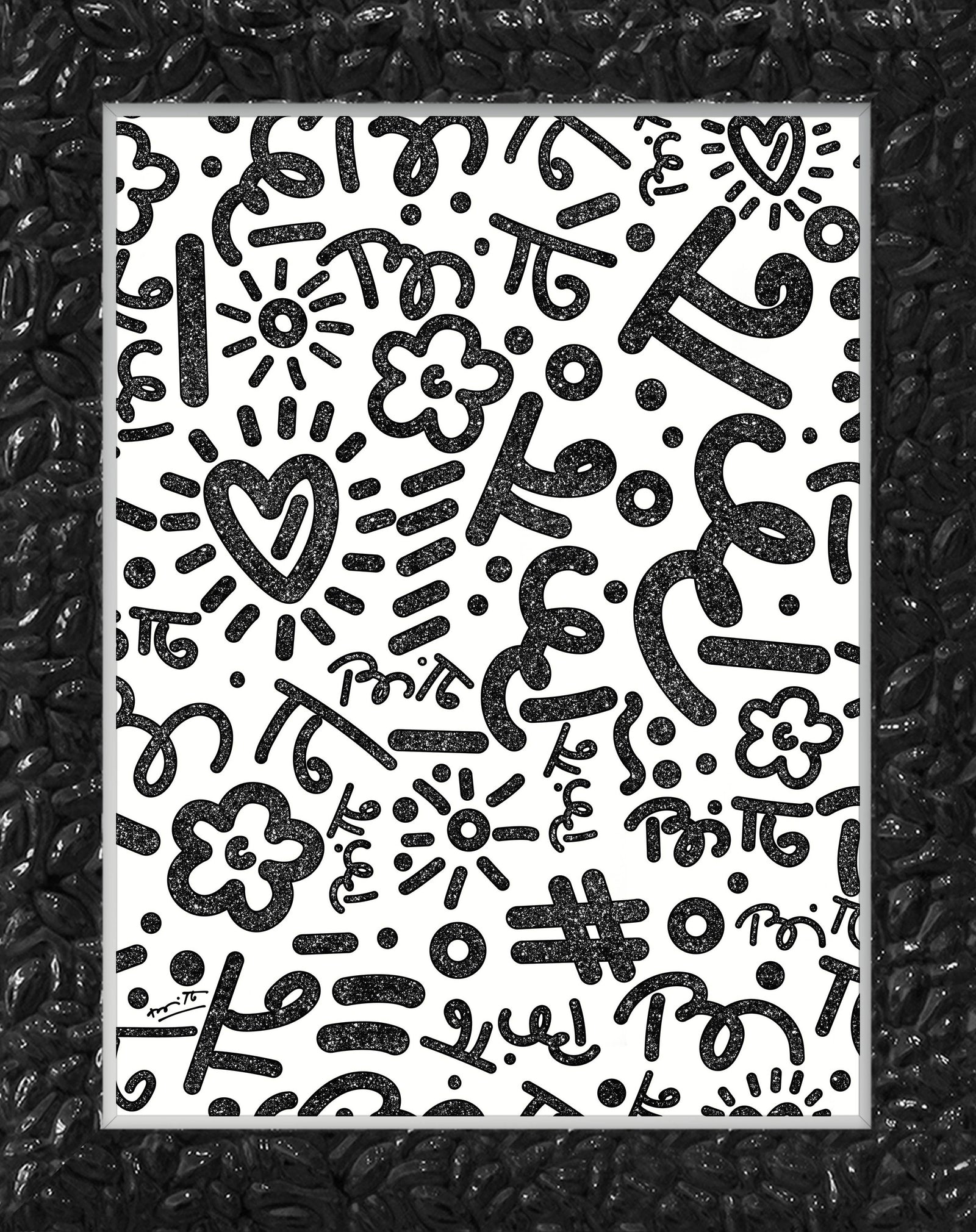 Romero Britto black graffiti limited edition print  contemporary pop art piece