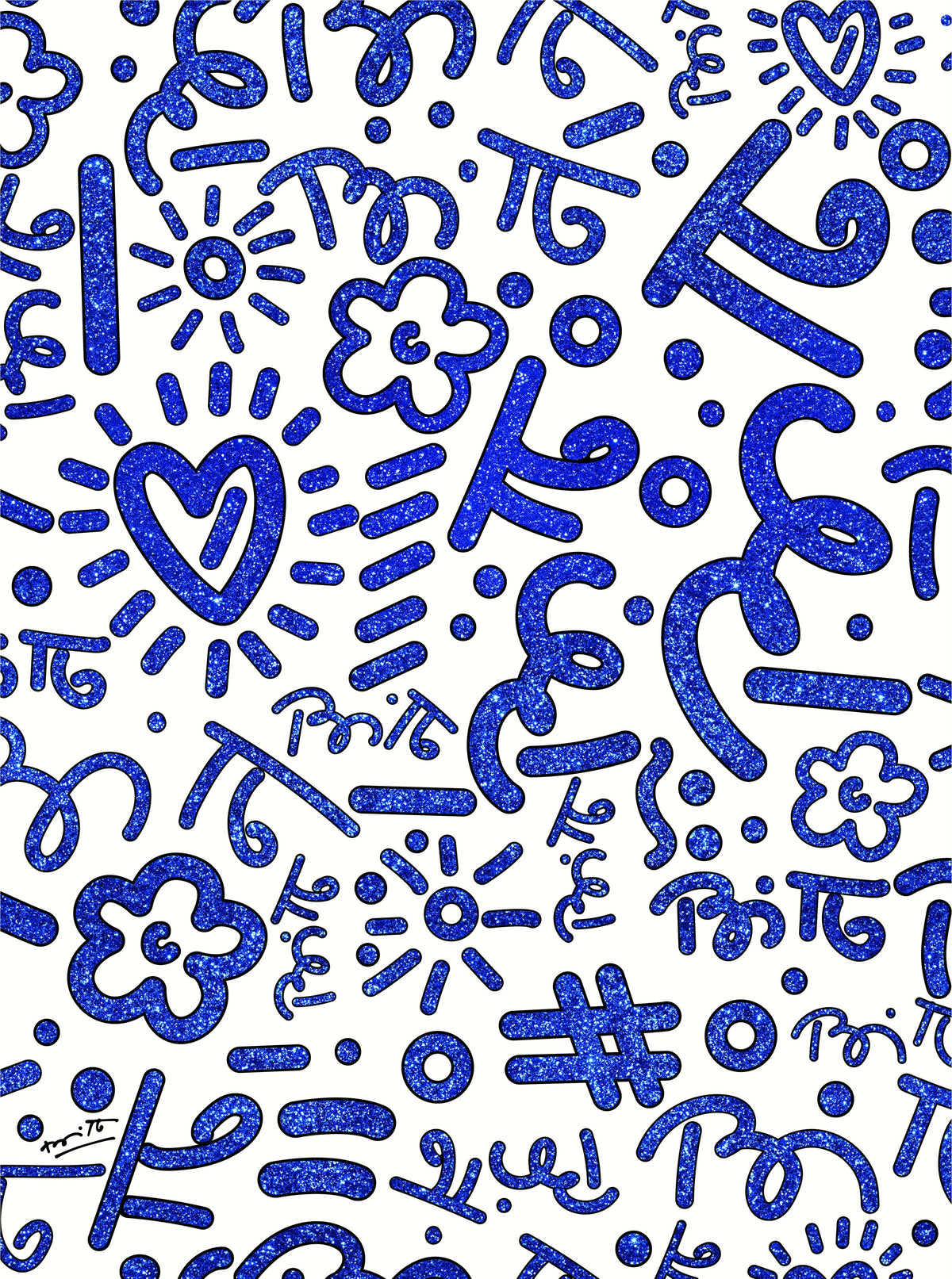 Romero Britto blue graffiti limited edition print  colorful pop art design