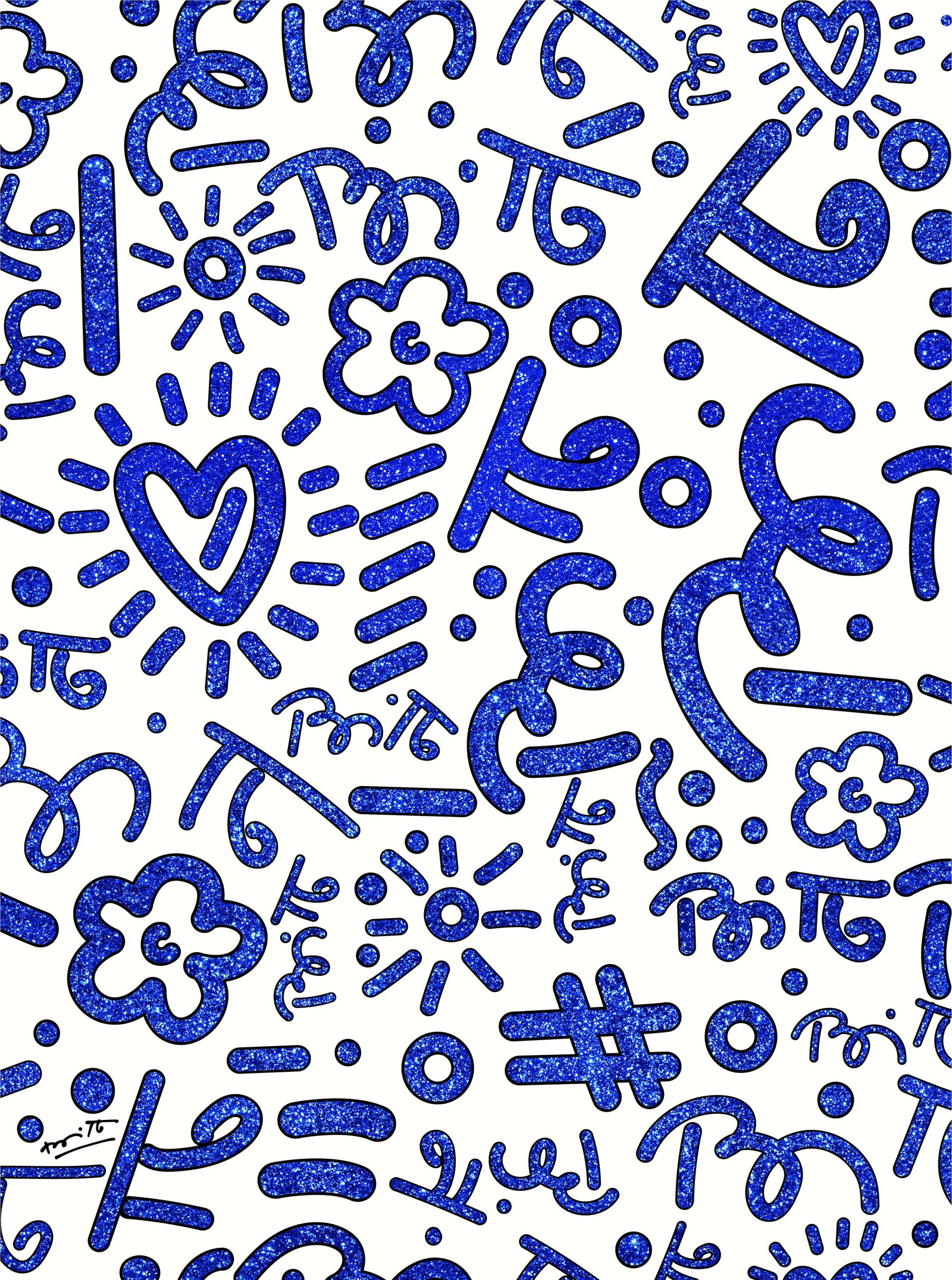 Romero Britto blue graffiti limited edition print  colorful pop art design
