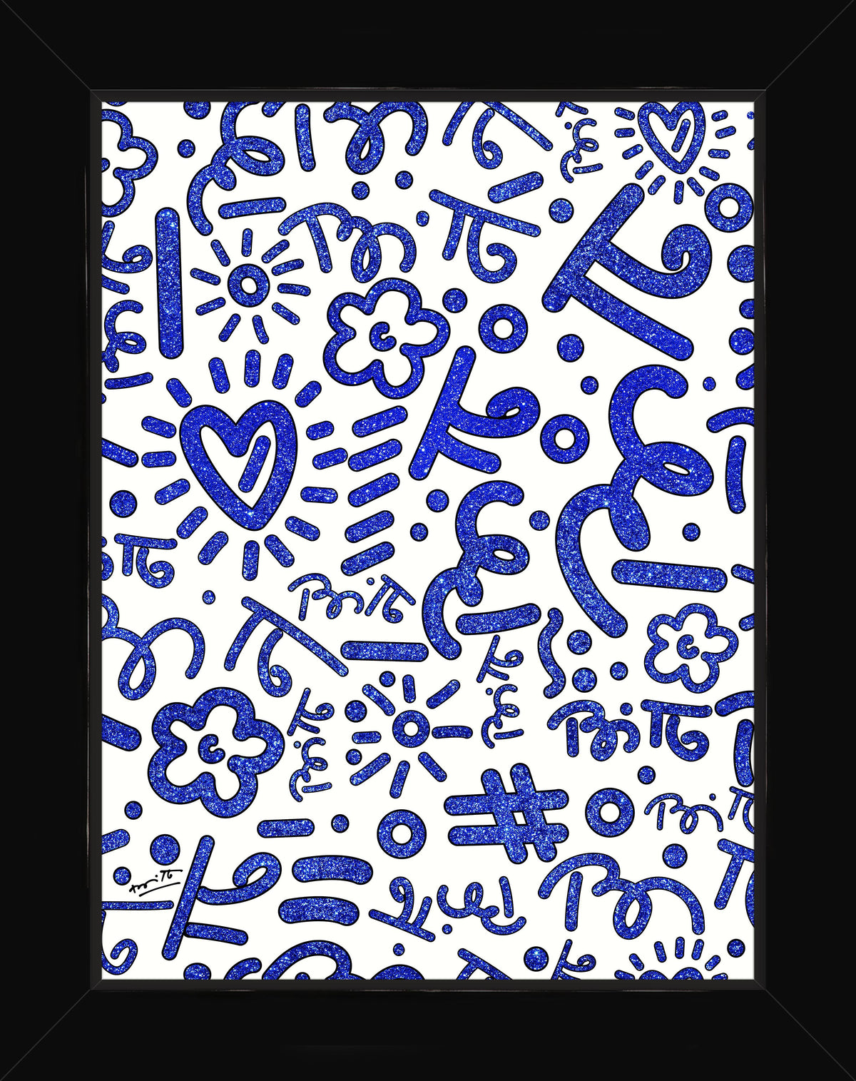 Romero Britto blue graffiti limited edition print  contemporary pop art piece