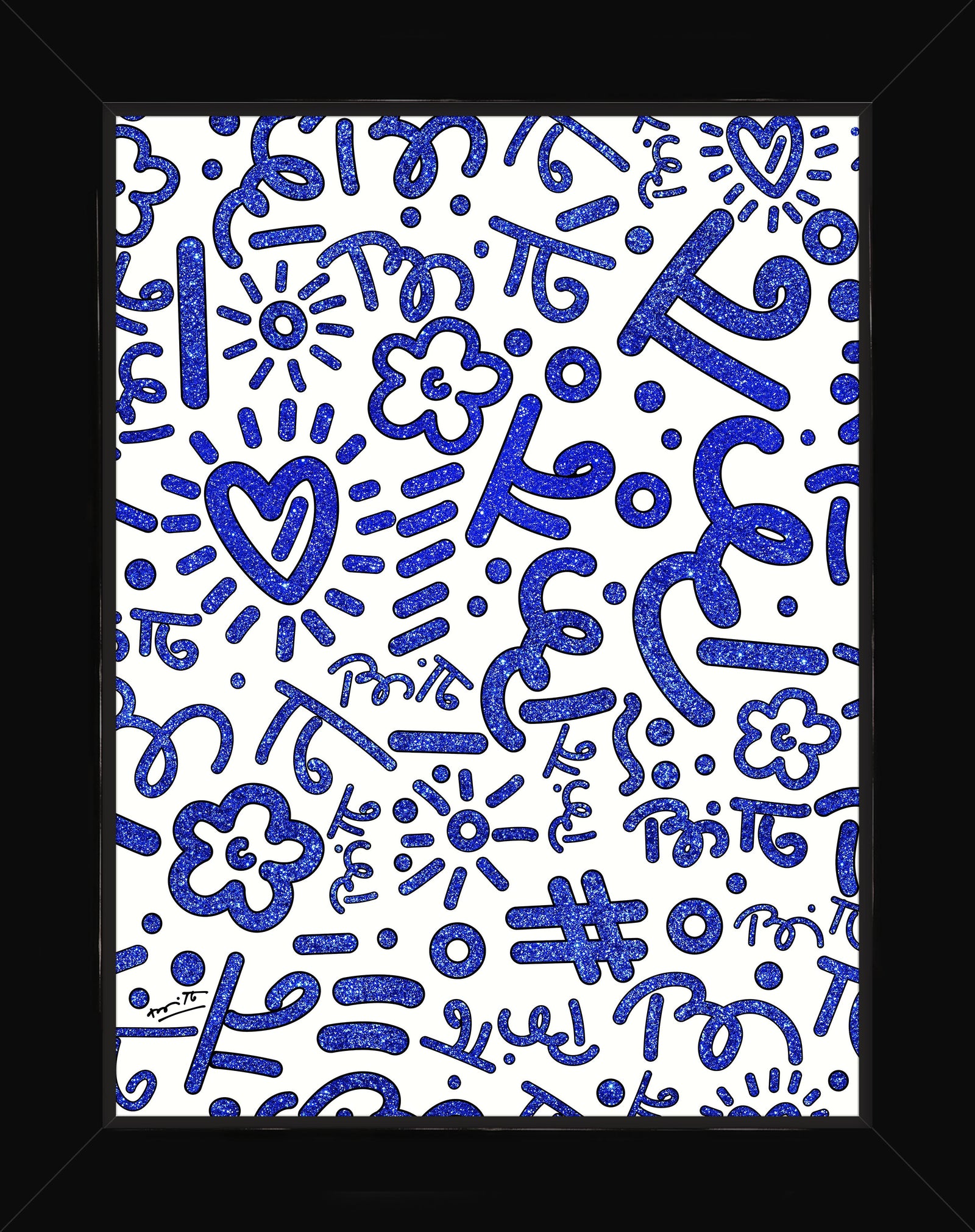 Romero Britto blue graffiti limited edition print  contemporary pop art piece