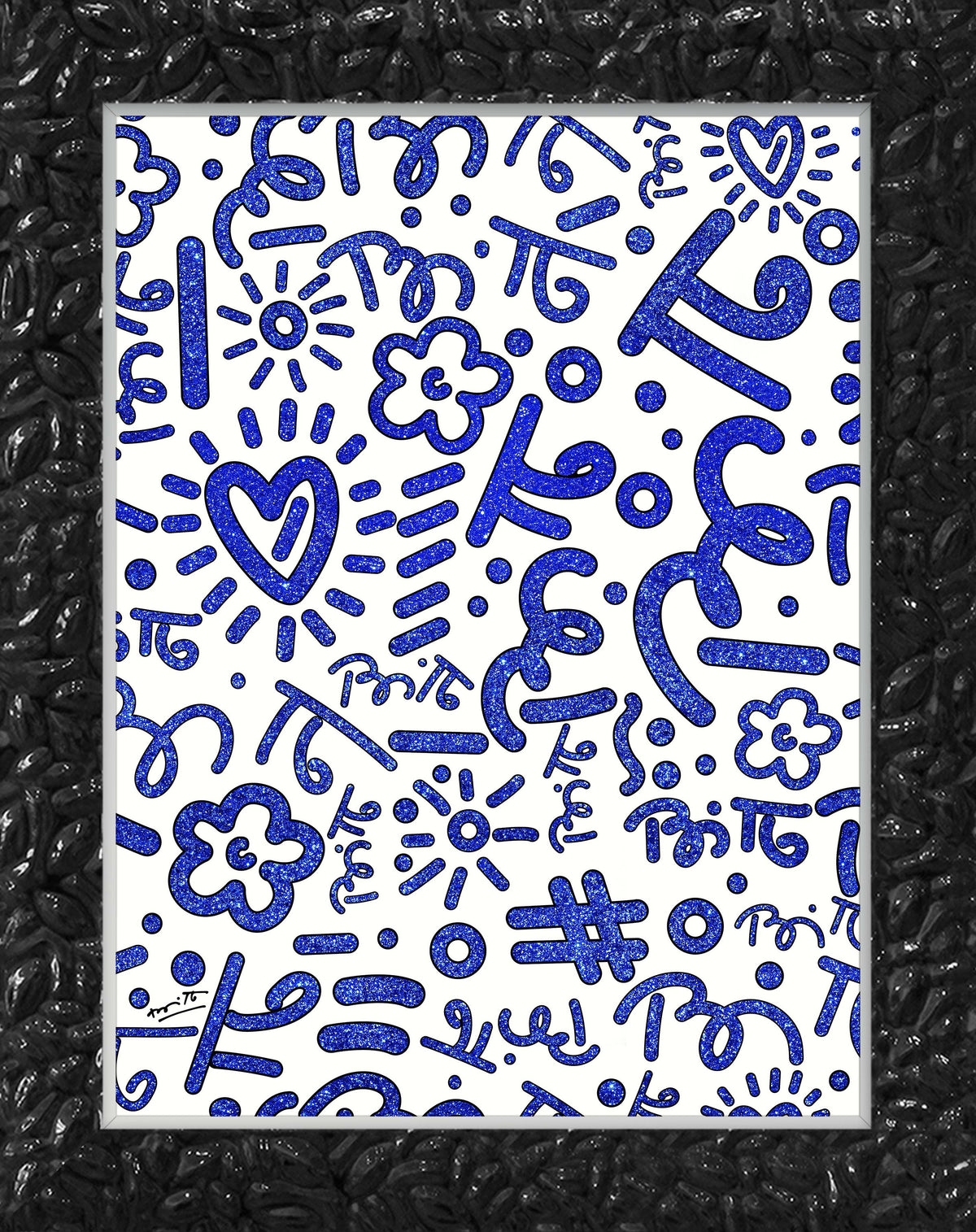 Romero Britto blue graffiti limited edition print  contemporary pop art piece