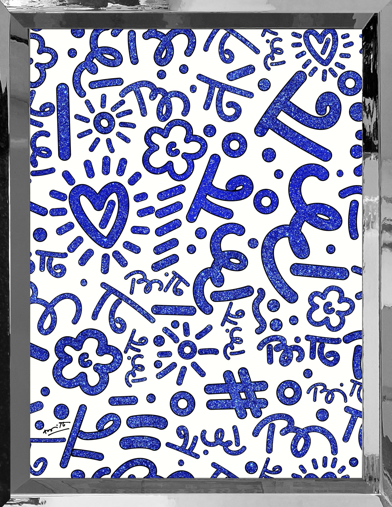 Romero Britto blue graffiti limited edition print  colorful pop art design