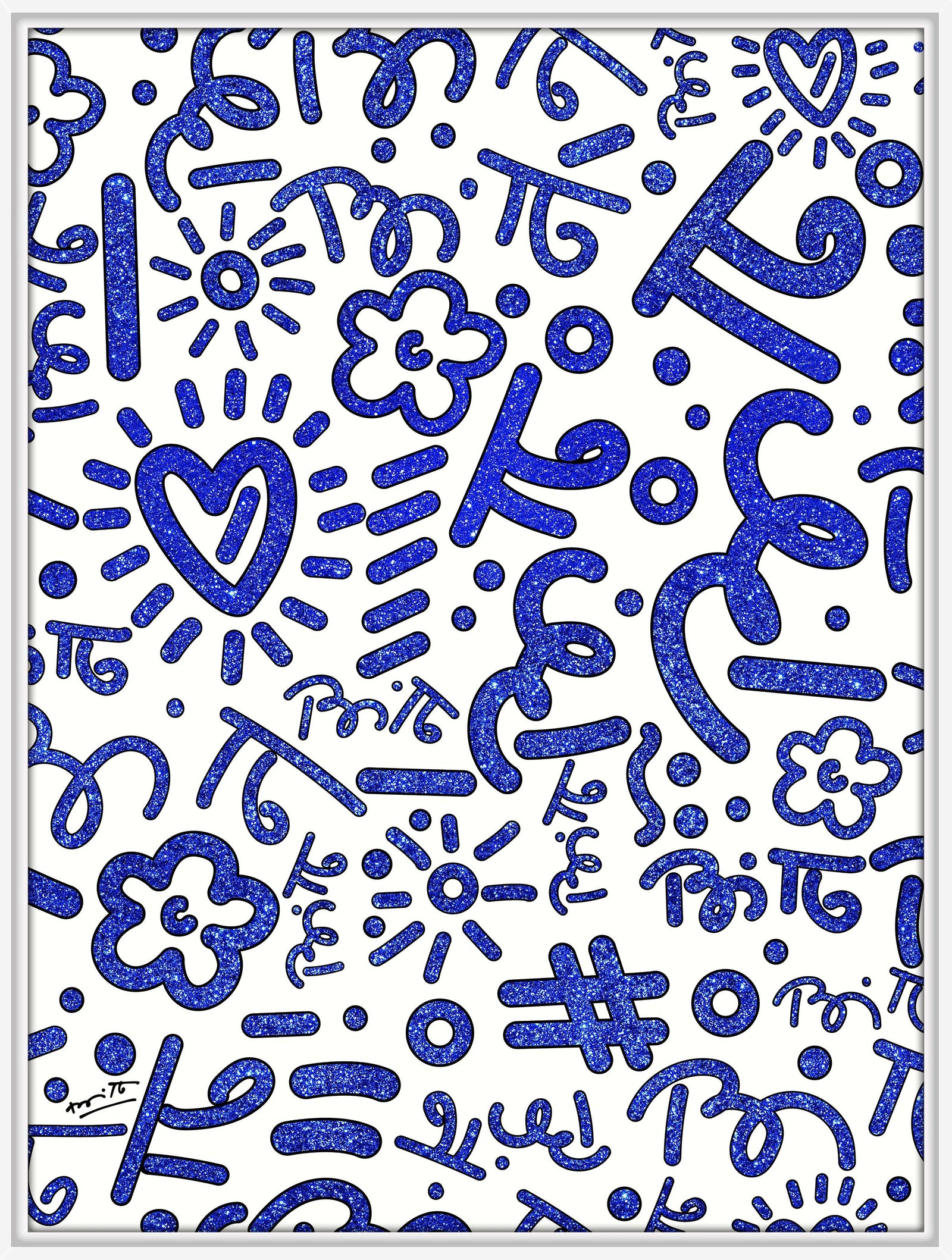 Romero Britto blue graffiti limited edition print  contemporary pop art piece