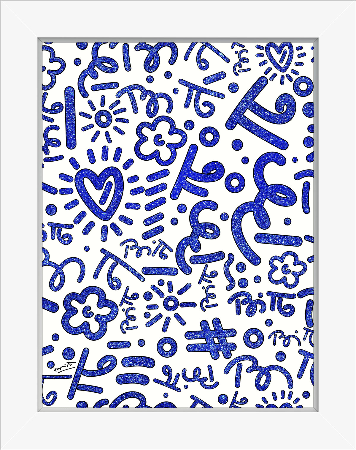 Romero Britto blue graffiti limited edition print  colorful pop art design