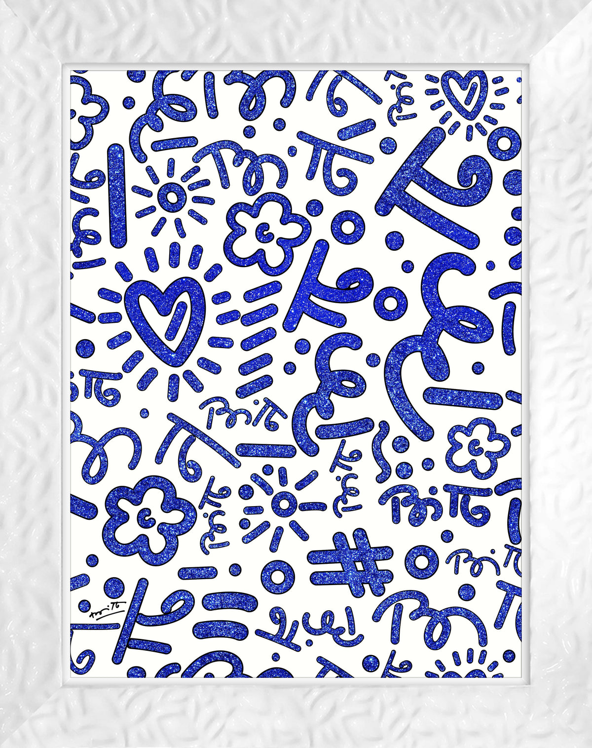 Romero Britto blue graffiti limited edition print  colorful pop art design