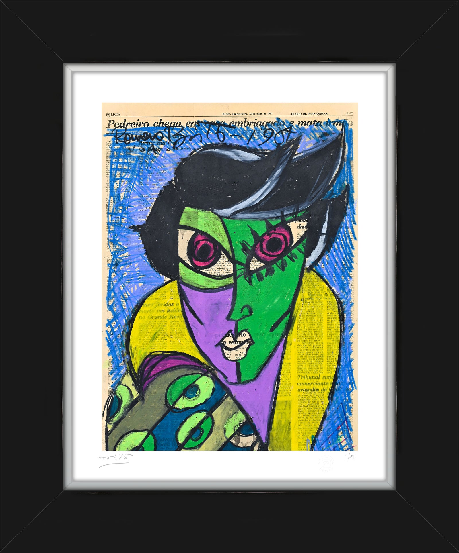 Romero Britto mrs green limited edition print  contemporary pop art piece