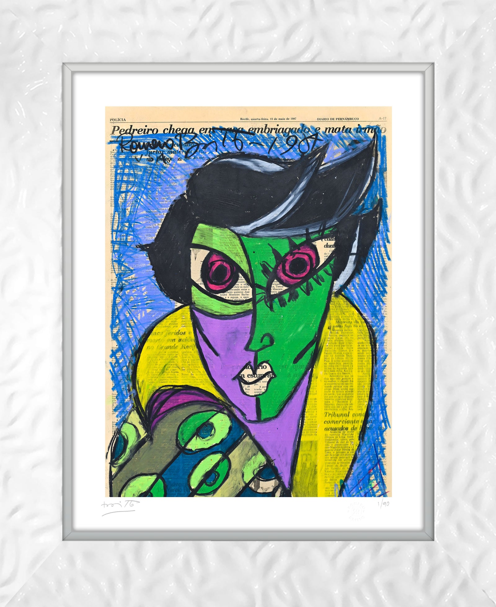 Romero Britto mrs green limited edition print  contemporary pop art piece