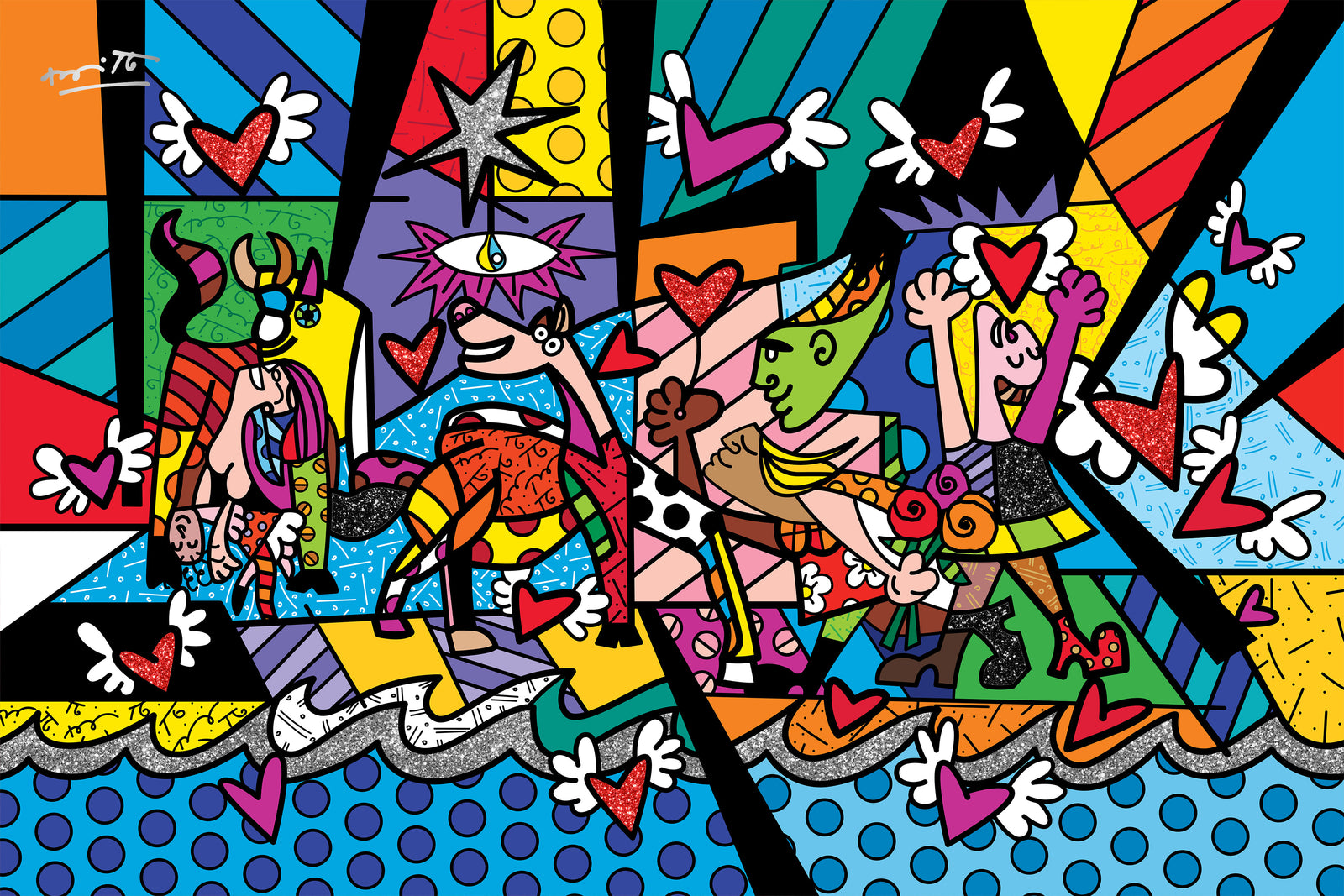 Romero Britto revival limited edition print  colorful pop art design