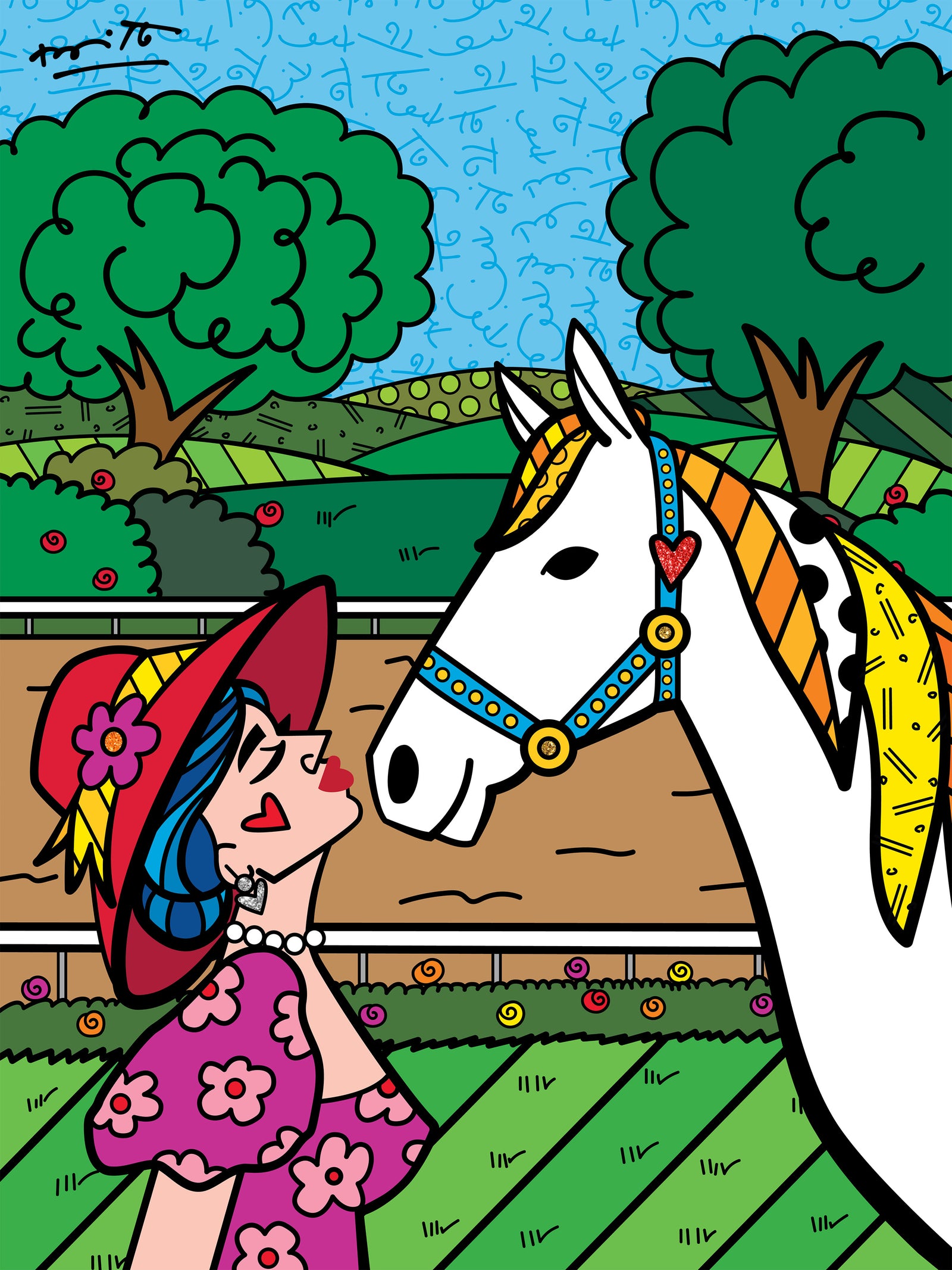Romero Britto derby love limited edition print  colorful pop art design