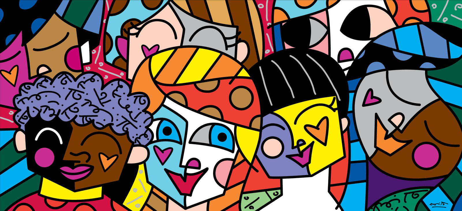 Romero Britto all nations limited edition print  colorful pop art design