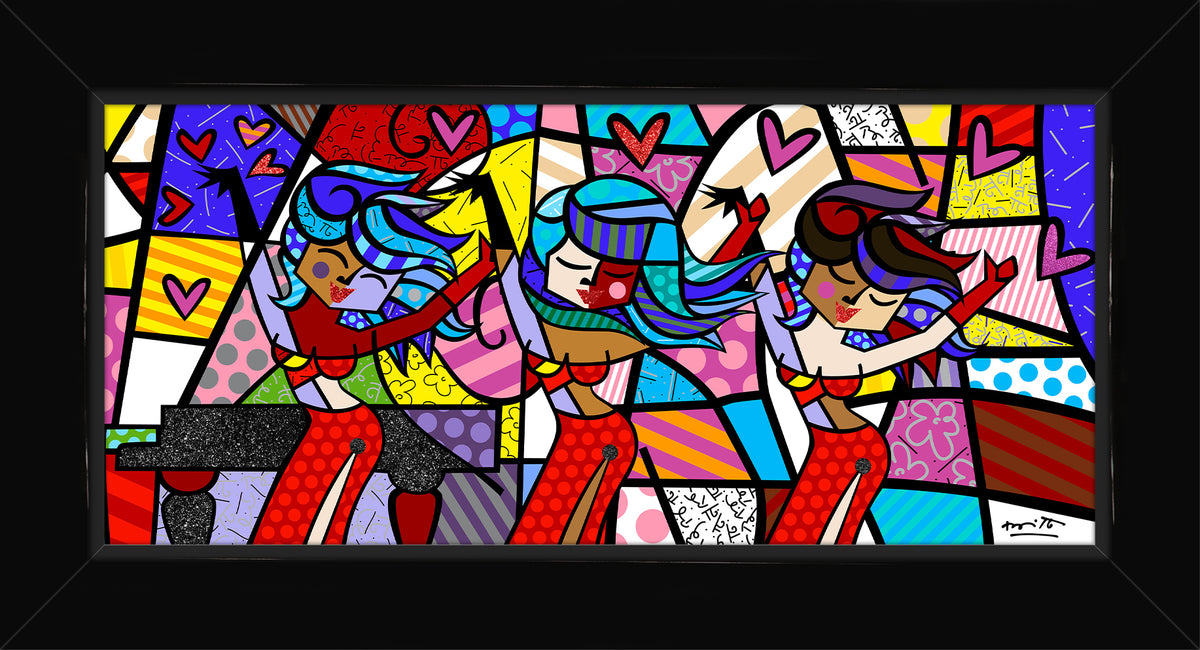 Romero Britto on the dance floor limited  contemporary pop art piece