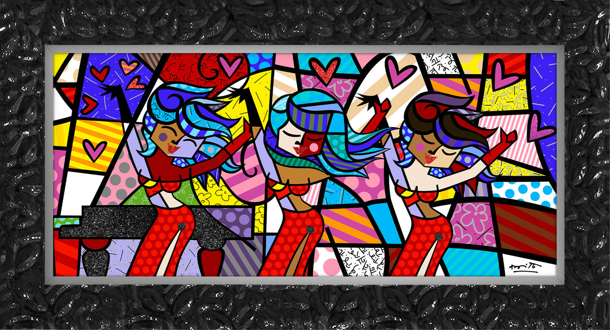Romero Britto on the dance floor limited  contemporary pop art piece