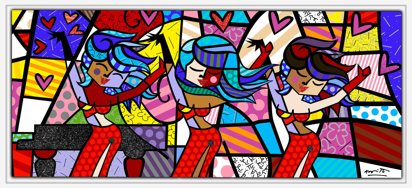 Romero Britto on the dance floor limited  contemporary pop art piece