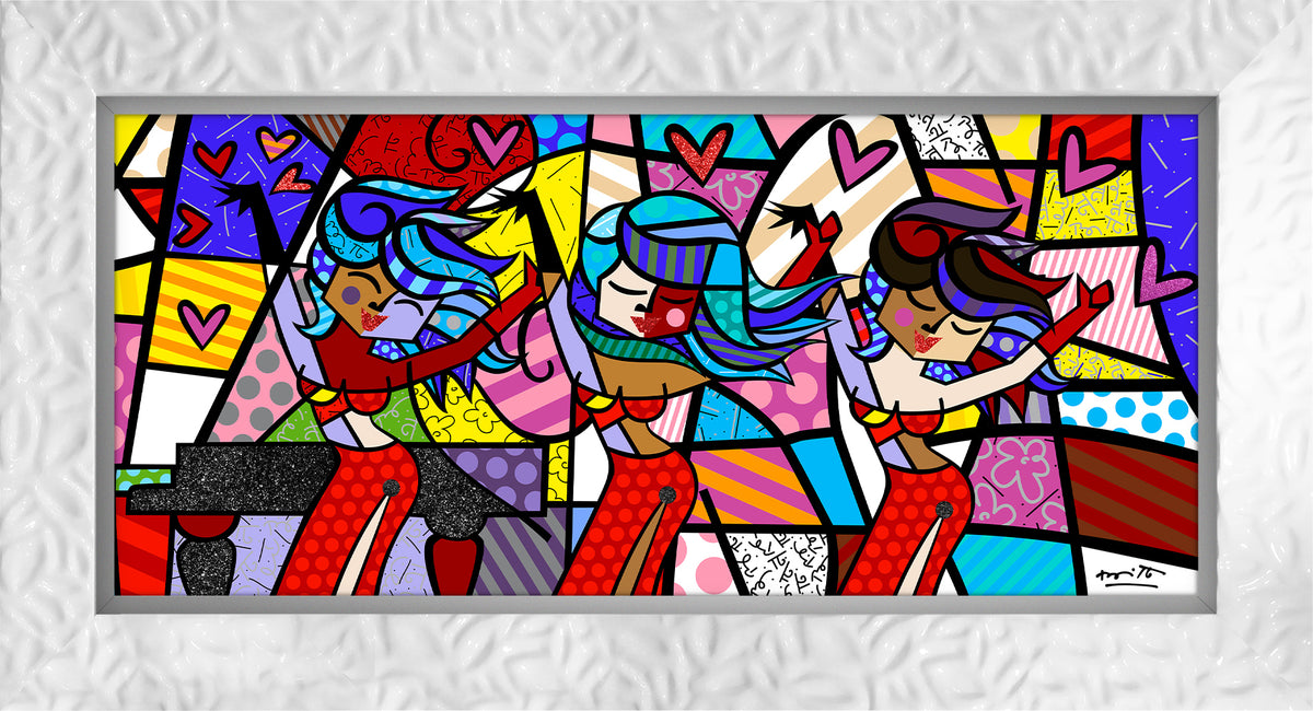 Romero Britto on the dance floor limited  contemporary pop art piece