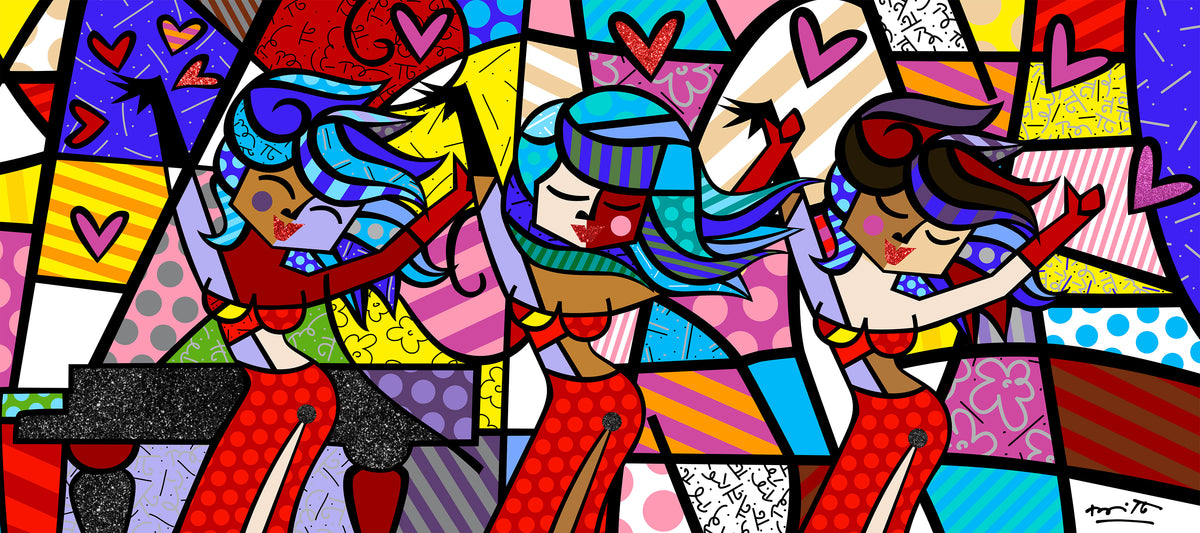 Romero Britto on the dance floor limited  colorful pop art design