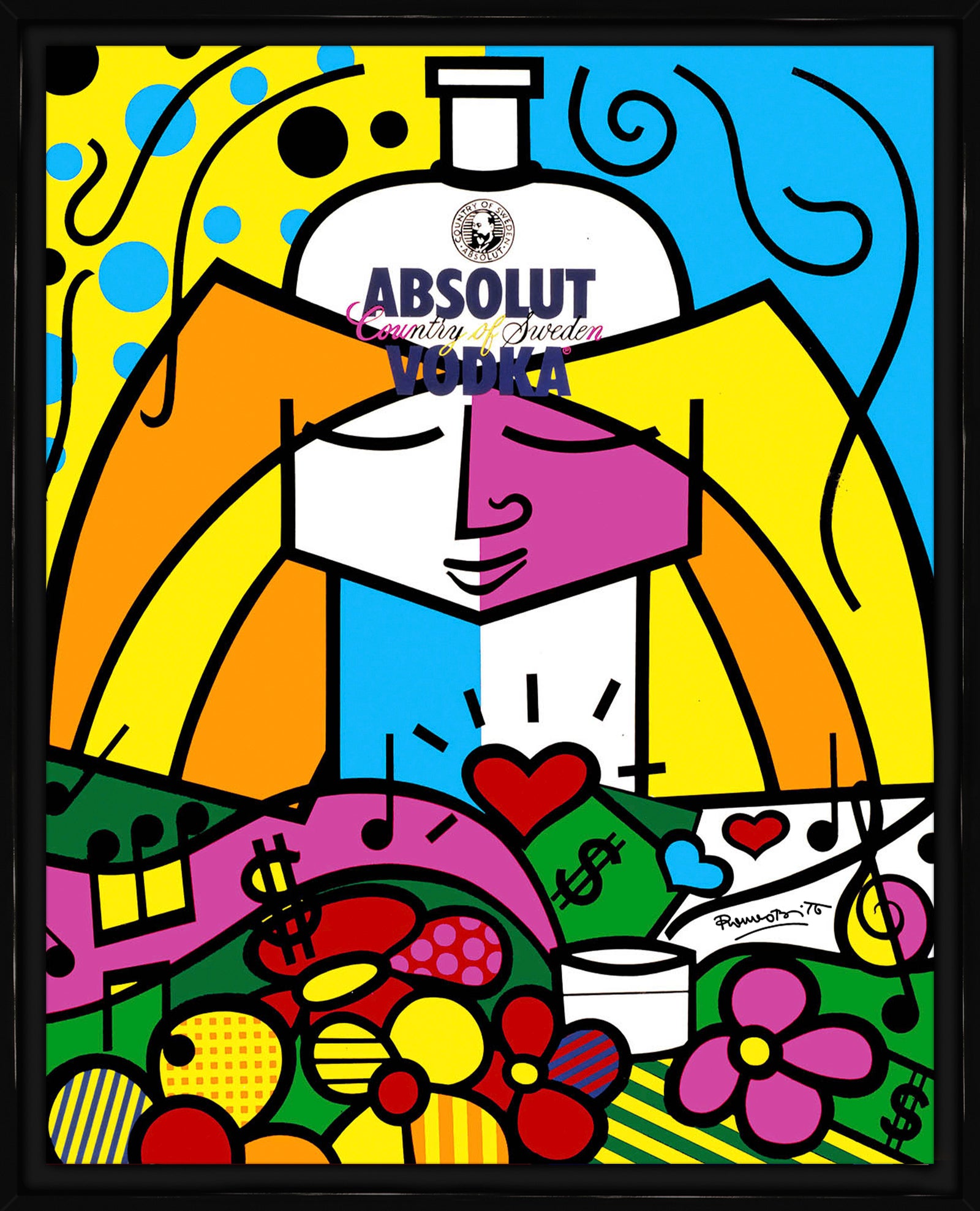 Romero Britto absolut ii open edition print  colorful pop art design
