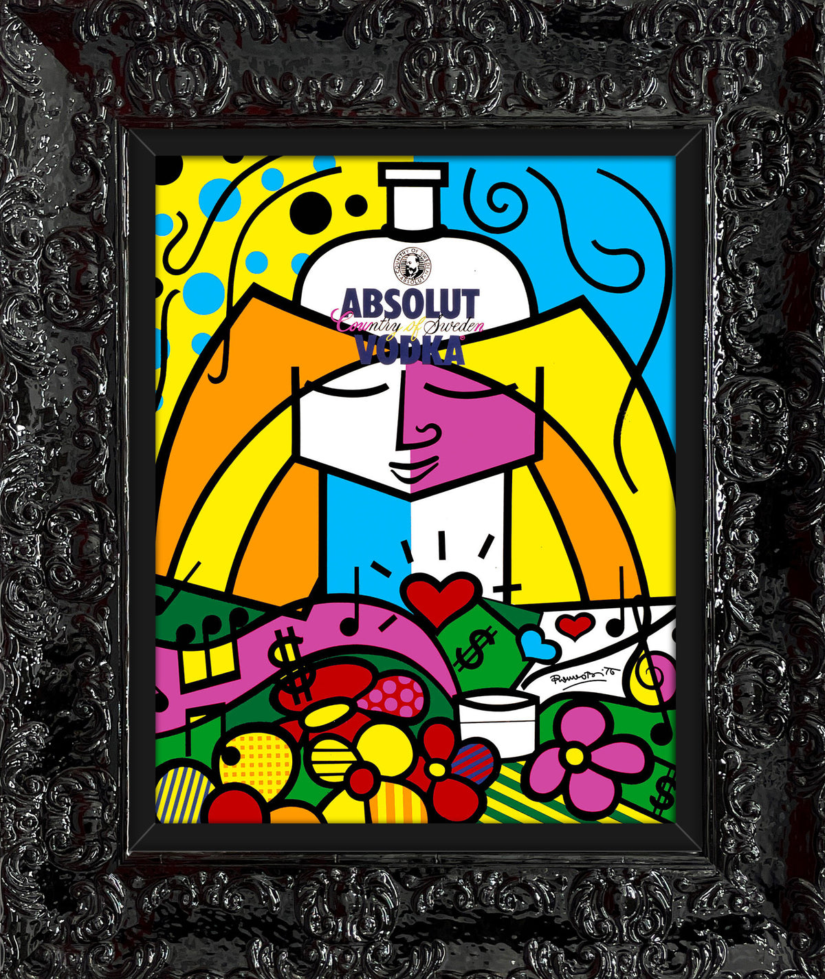 Romero Britto absolut ii open edition print  colorful pop art design