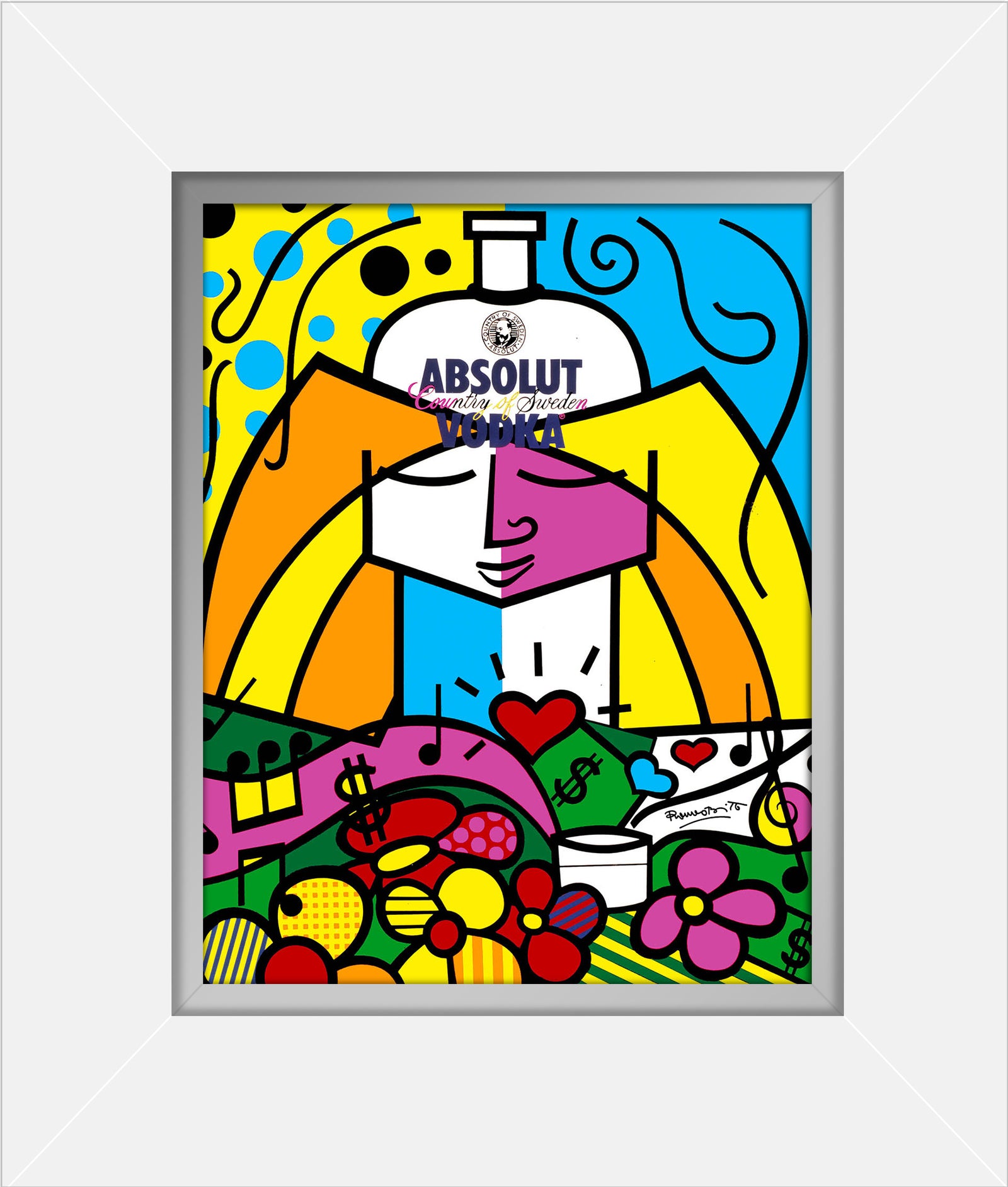 Romero Britto absolut ii open edition print  contemporary pop art piece