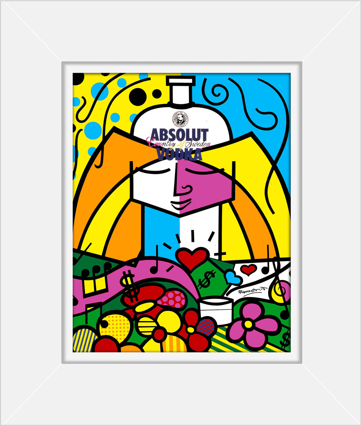 Romero Britto absolut ii open edition print  colorful pop art design